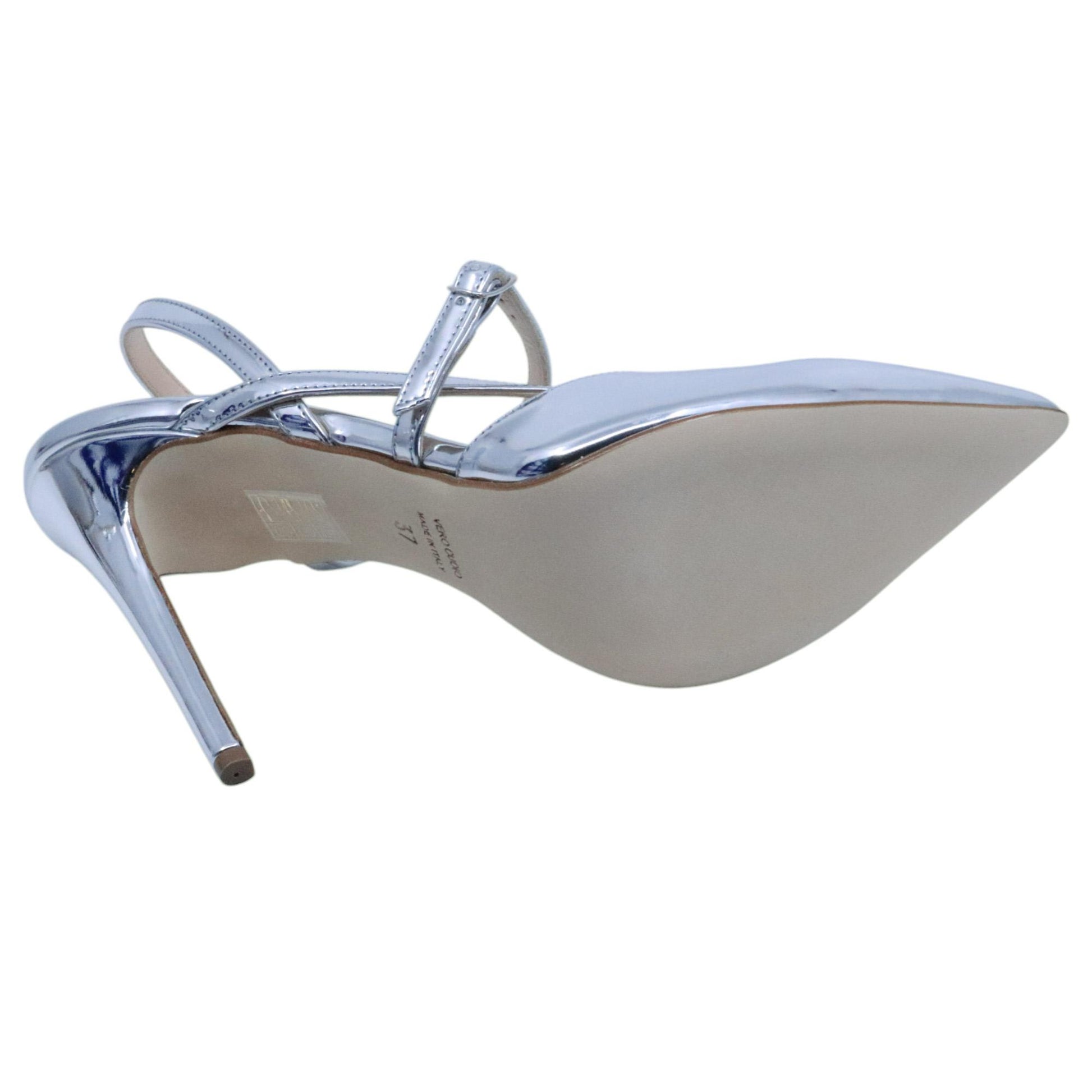 Slingback donna Anna F 1318 in pelle specchiata argento 