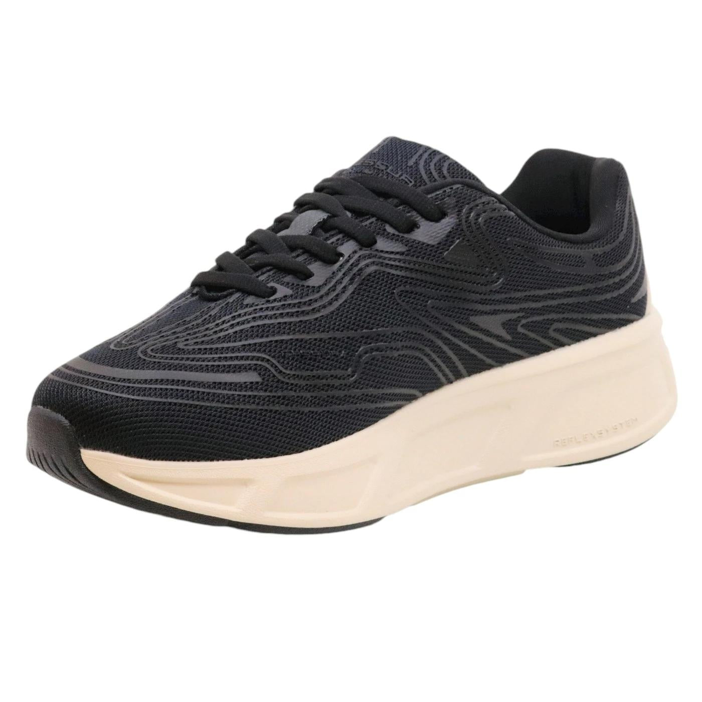 Sneaker Fessura Run #01 in tessuto nero traspirante con texture gommata 