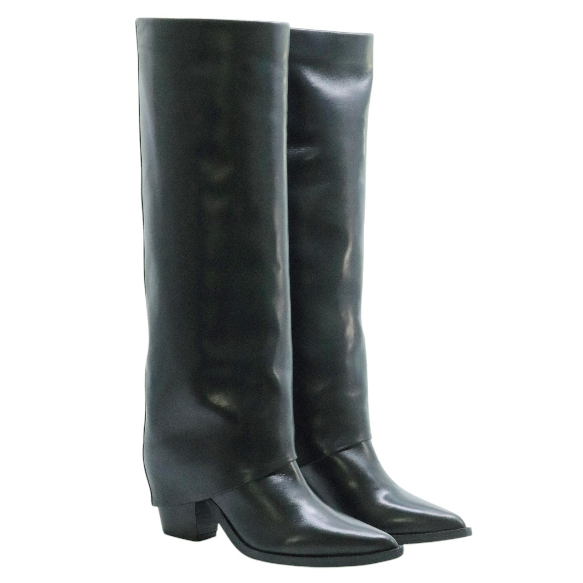 The Seller MW506 stivale donna in pelle nera con ghetta 