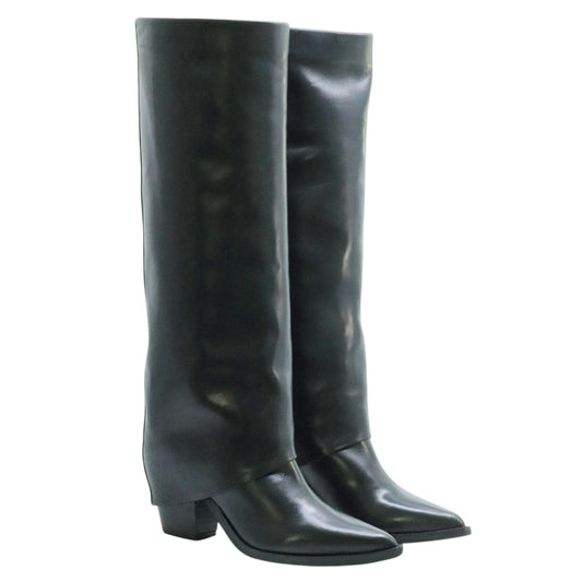 The Seller MW506 stivale donna in pelle nera con ghetta 