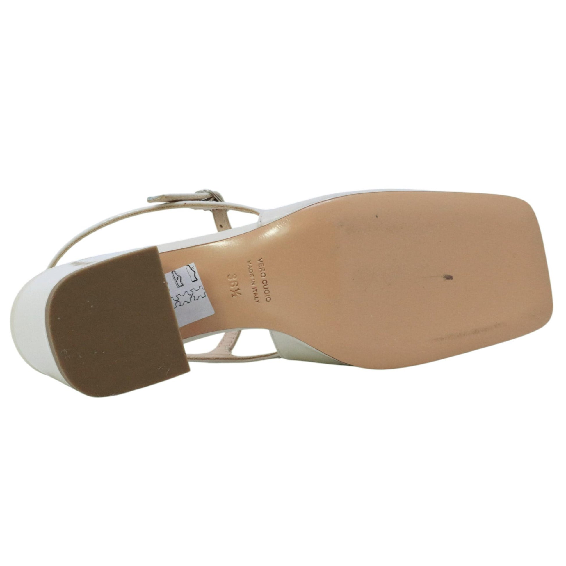 Slingback donna Anna F 1835 in pelle vernice bianca gesso 