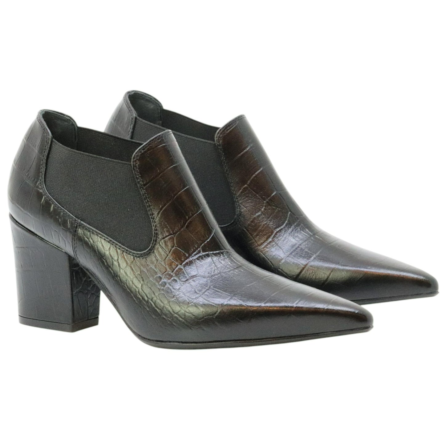 Anna F 1898 tronchetto donna in pelle cocco nera 