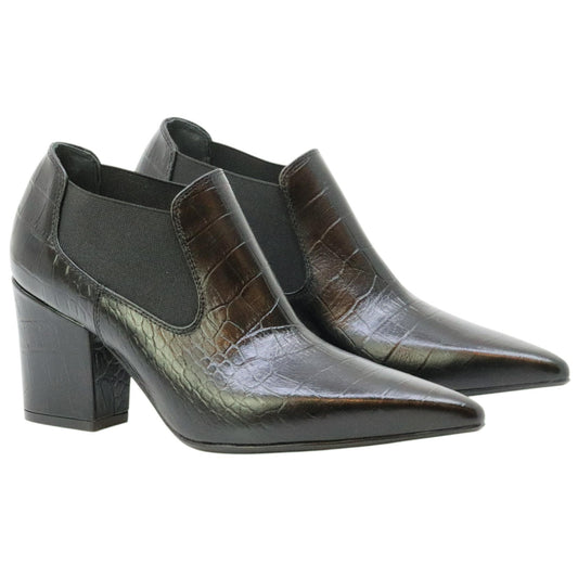 Anna F 1898 tronchetto donna in pelle cocco nera 