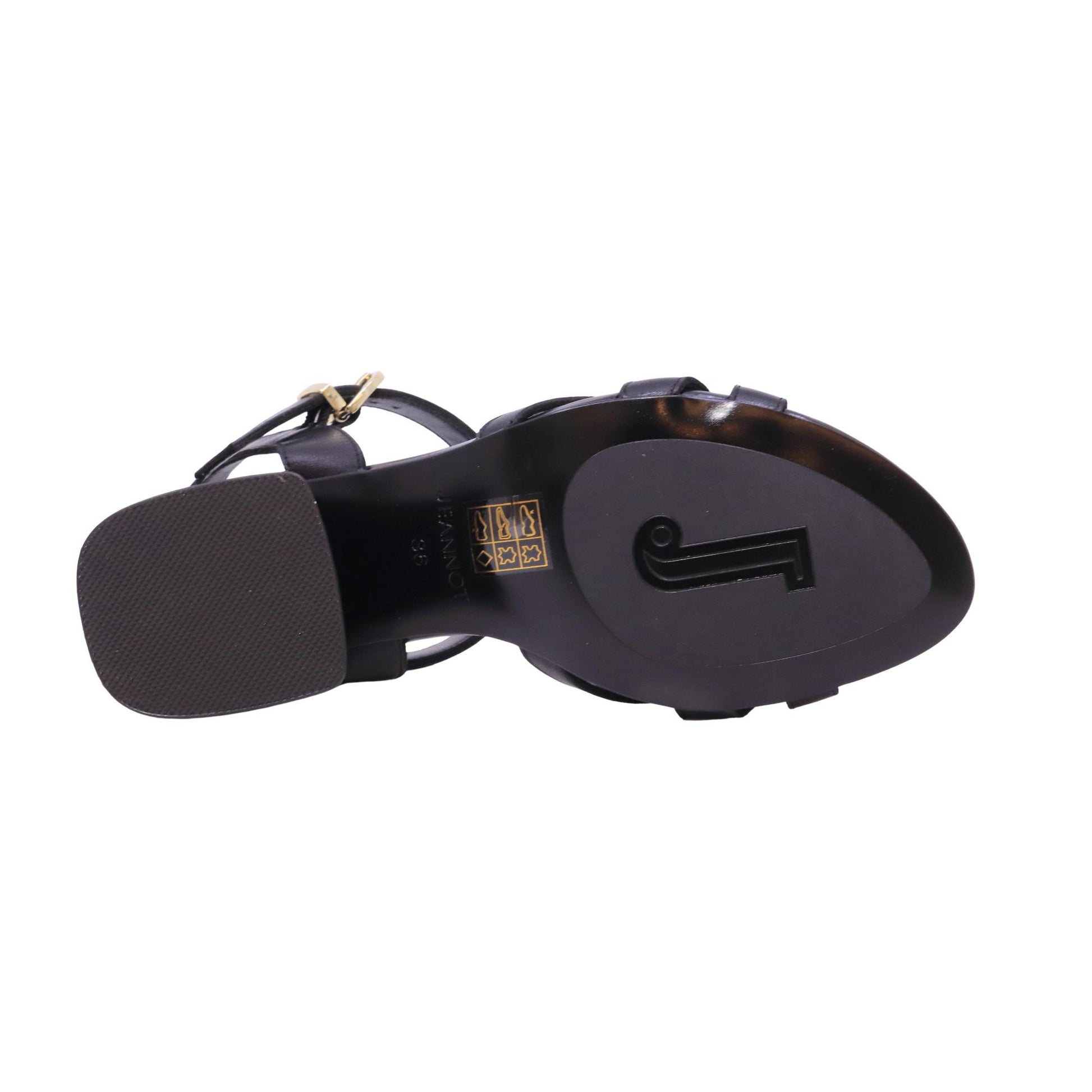 Jeannot AJ623A sandalo con tacco donna in pelle nappa nera con cinturino 