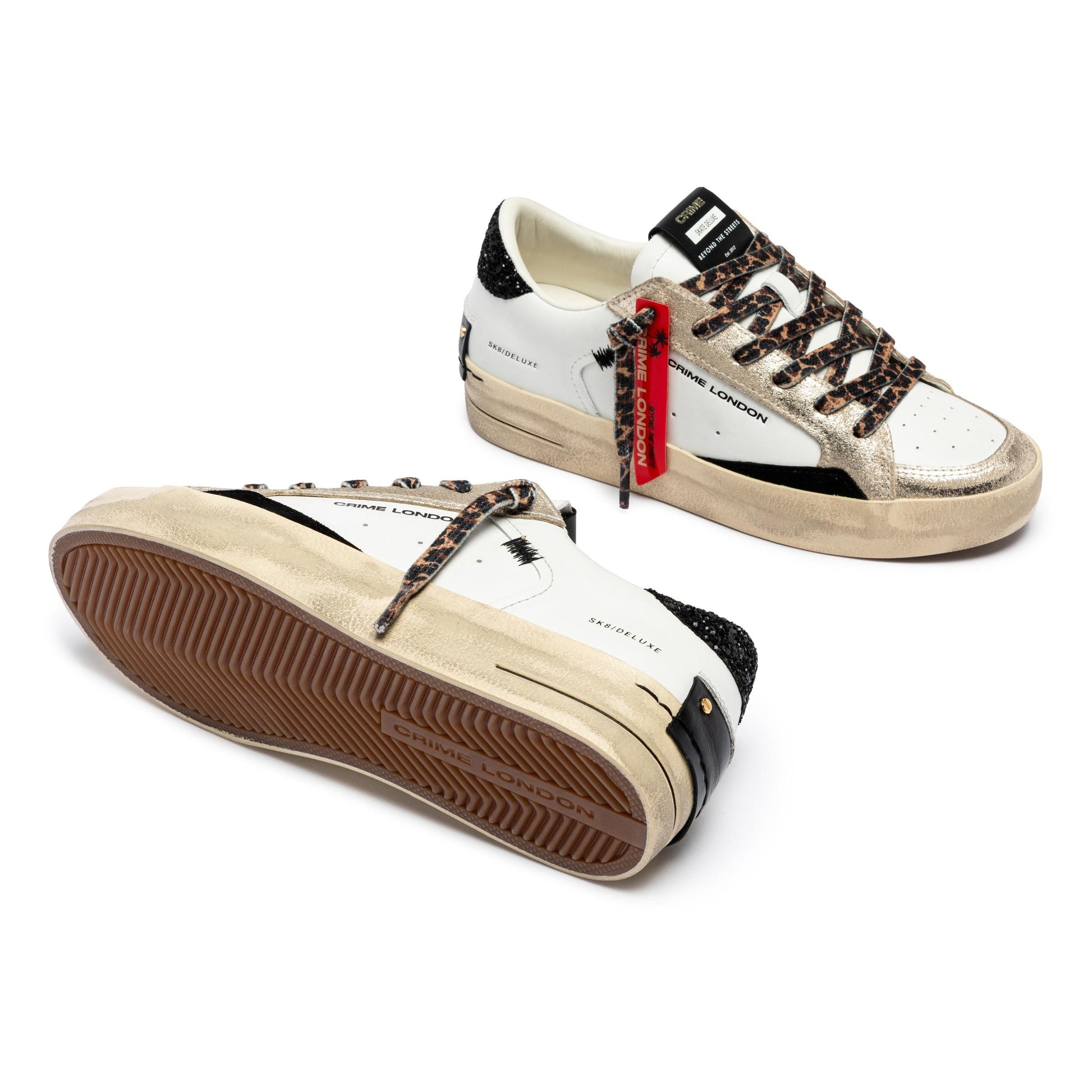 Crime London 25113 SK8 Deluxe sneaker donna in pelle bianca 