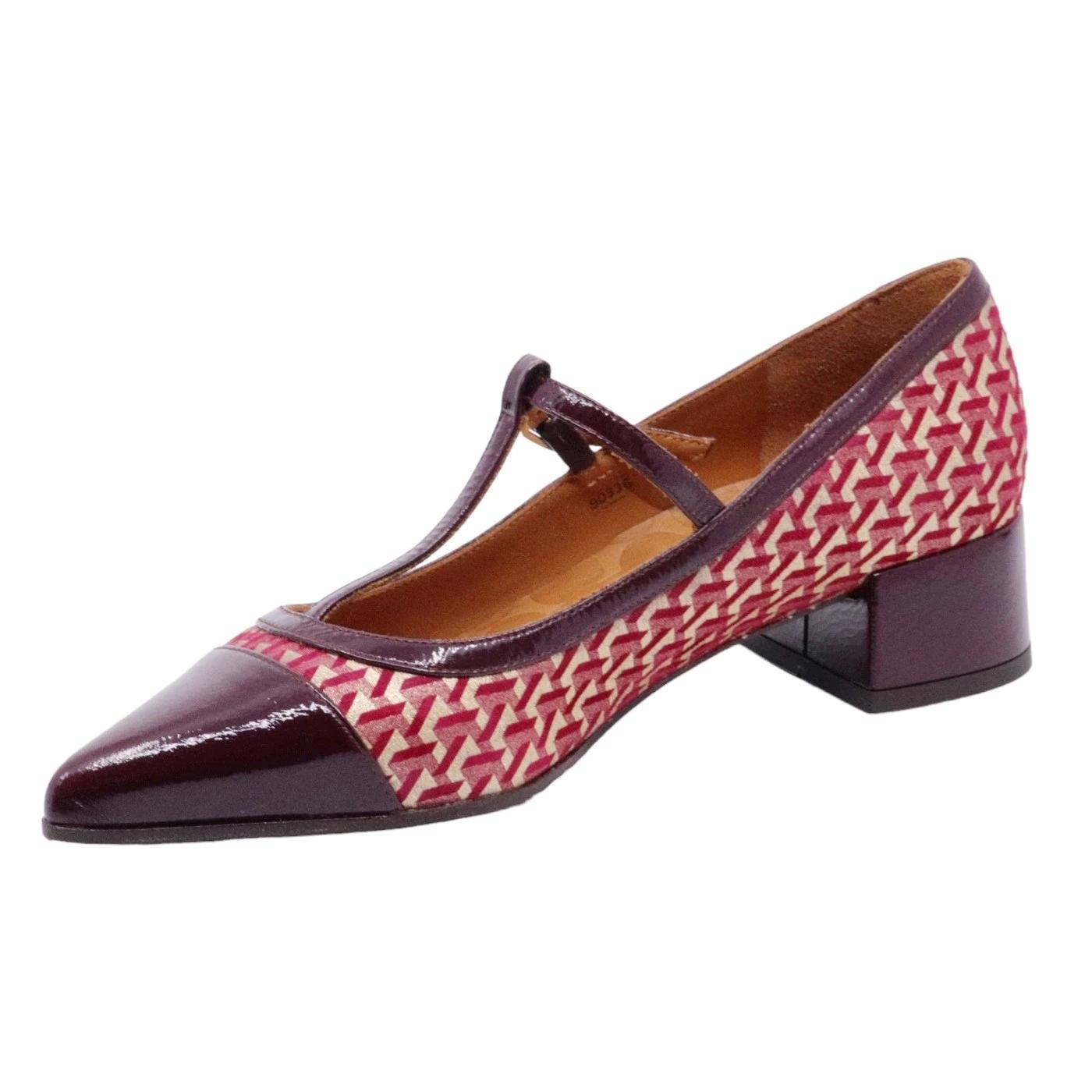 Scarpa decolleté Chie MIhara da donna realizzata in pelle viola e camoscio stampato fuscia 