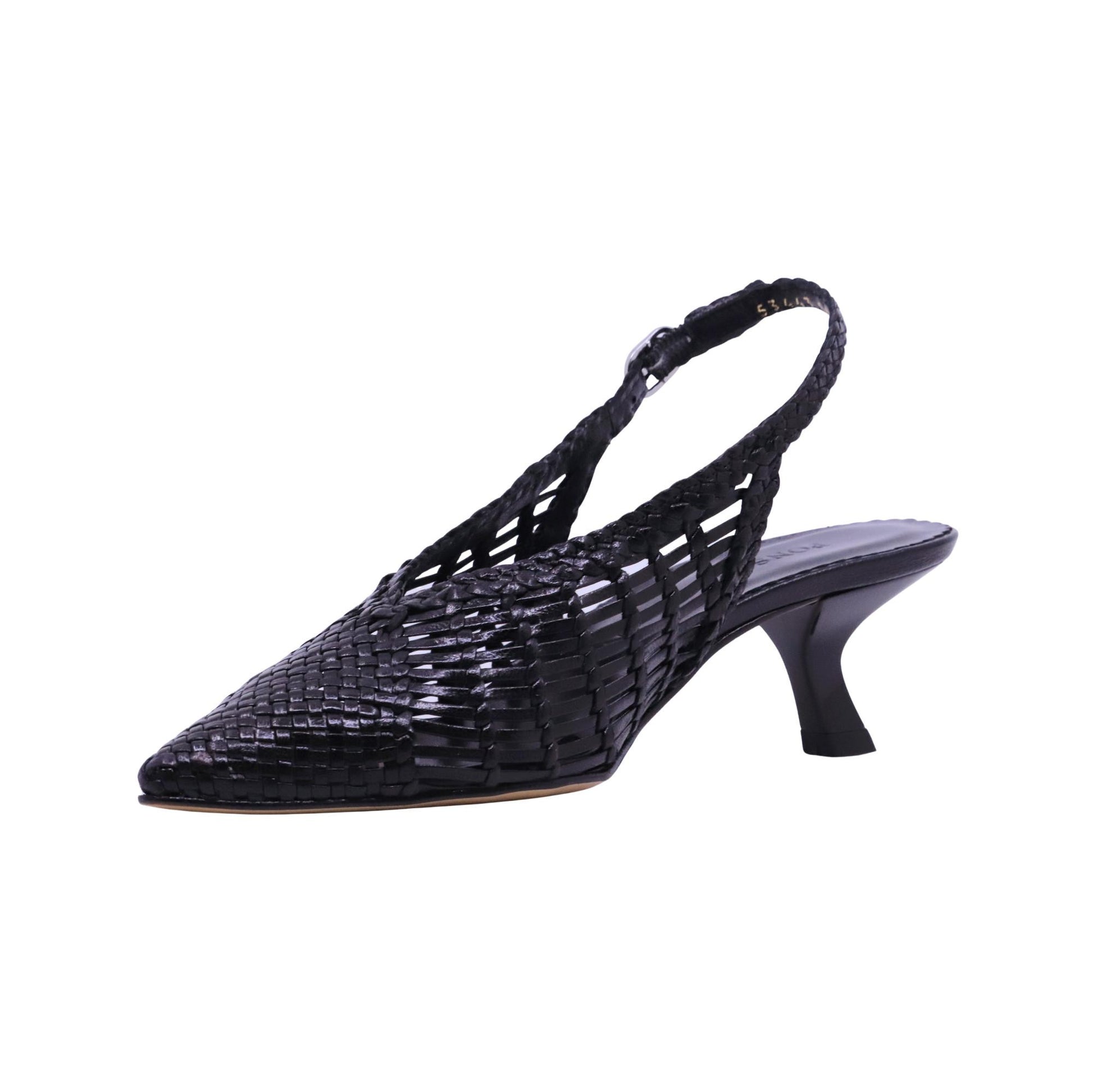 Pons Quintana Carol 11953 09 slingback donna in pelle intrecciata nero con tacco 