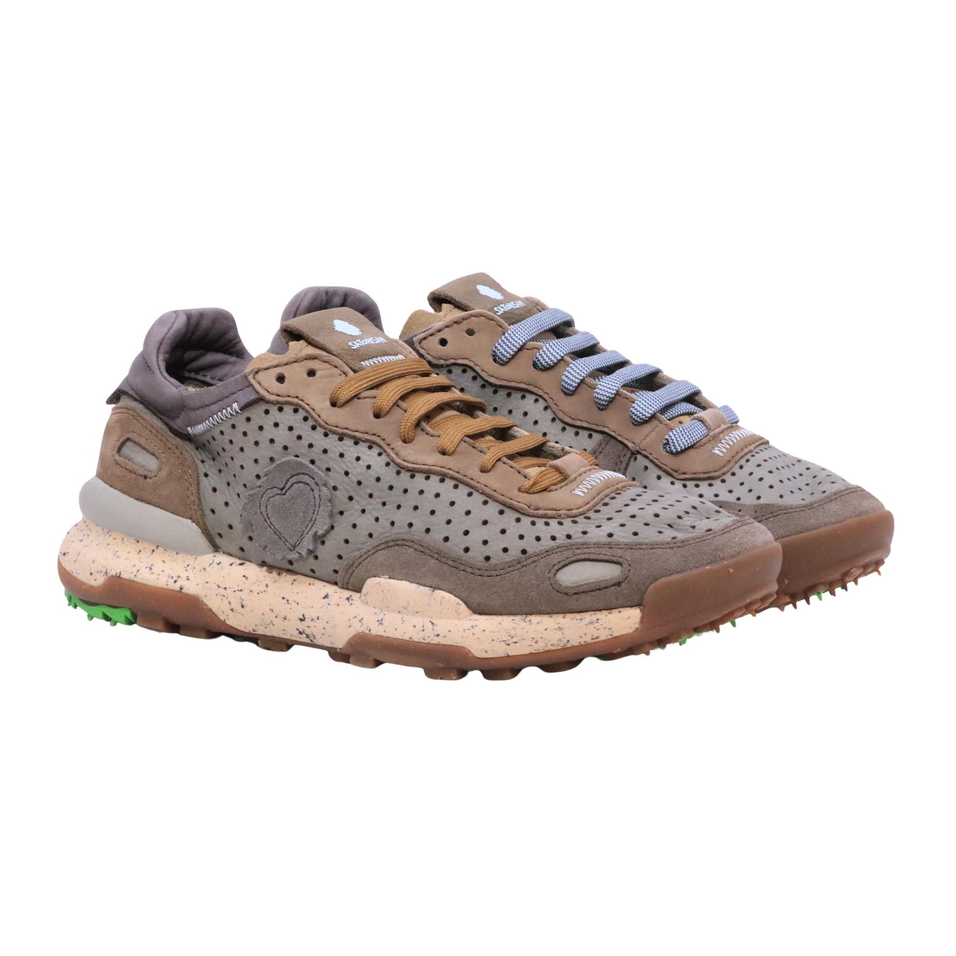 Satorisan Chacrona Laser Premium Wild Grass sneaker uomo in camoscio e pelle traforata 