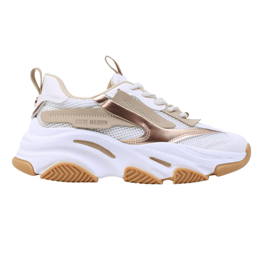 Steve Madden Possession E Coconut Mlk Brz sneaker donna in tessuto bianco e bronzo 