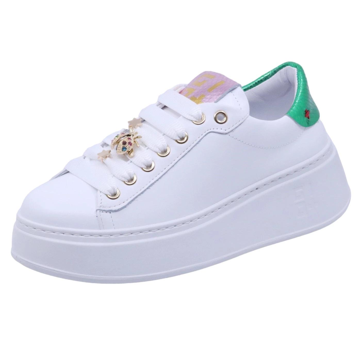 Sneaker donna Gio+ PIA158 in pelle bianca 