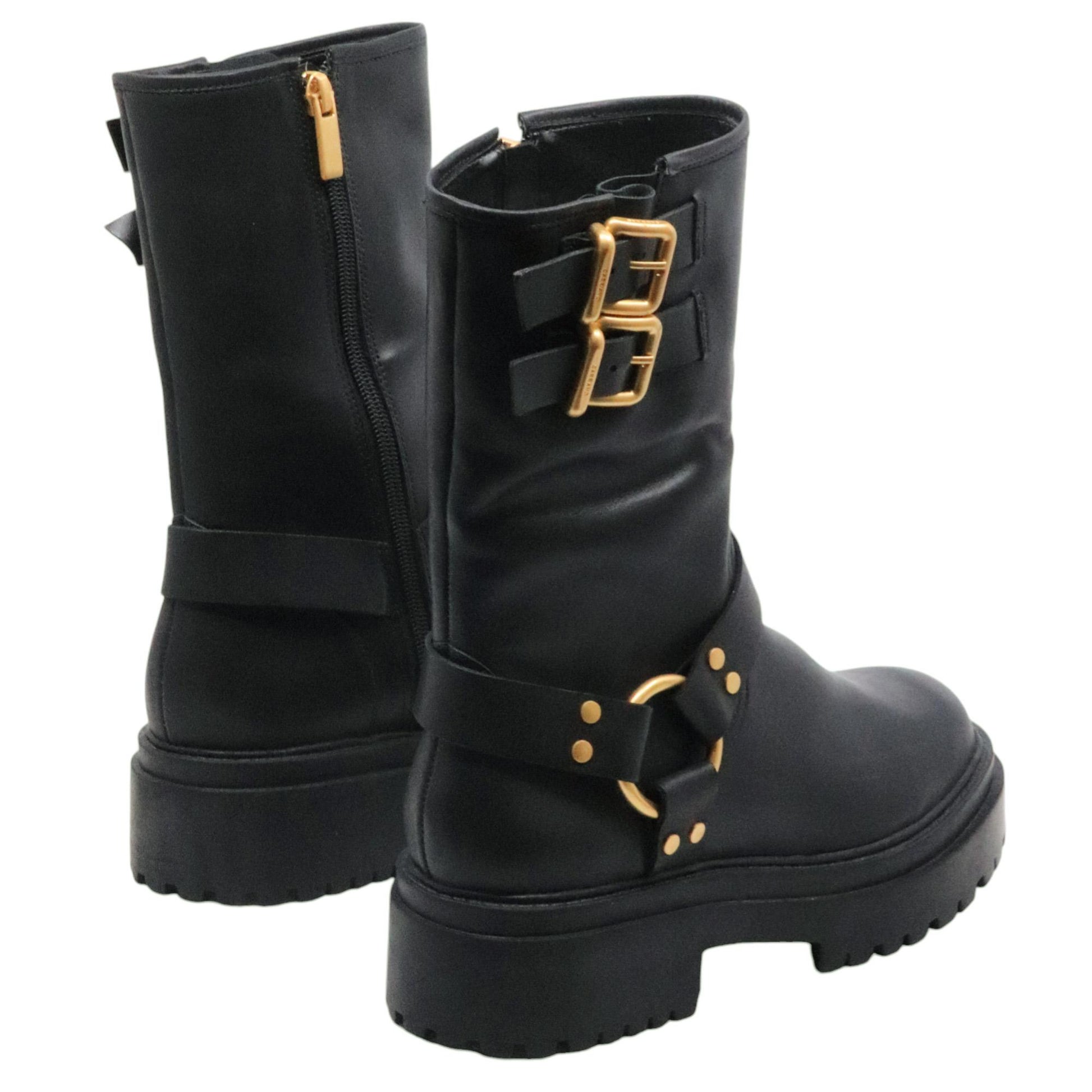 Stivale Biker donna Carrano 506034 in pelle nera 