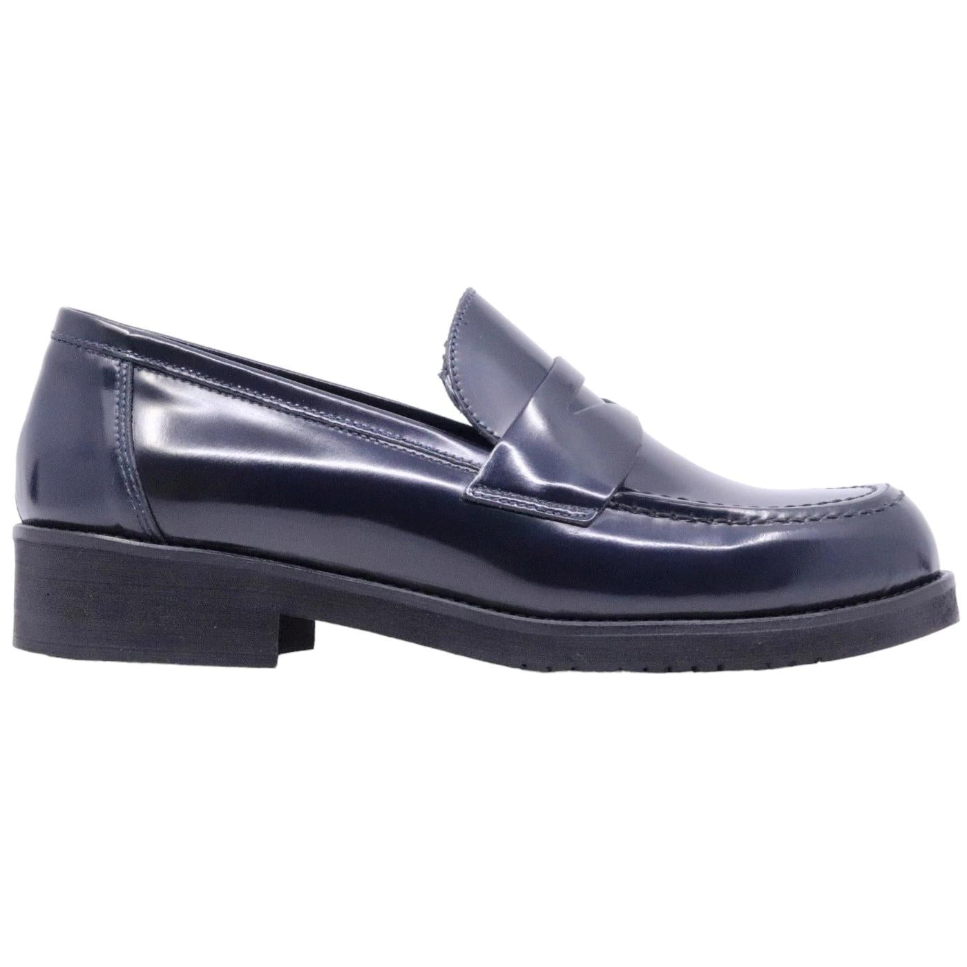 Mocassino donna Ranyé 250 in pelle spazzolata blu 