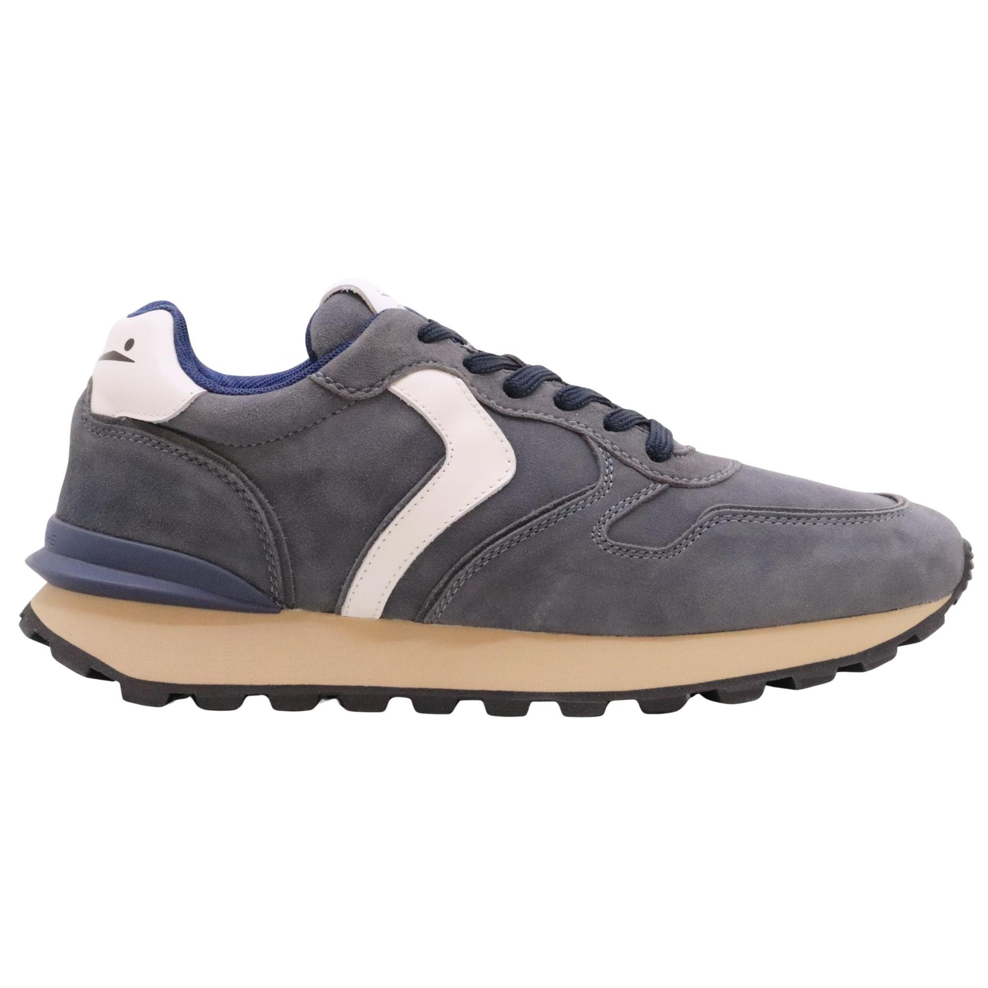 Voile Blanche Paris Race sneaker uomo pelle e suede blu e grigio 