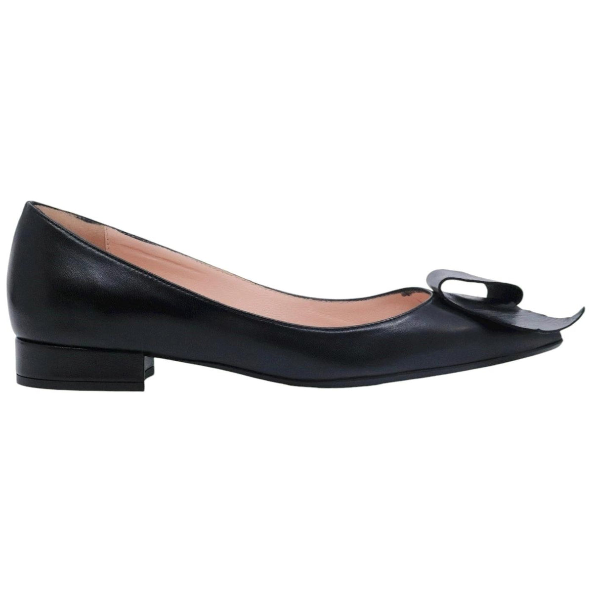Ballerina donna Anna F 1798 in pelle nera con fiocco decorativo 