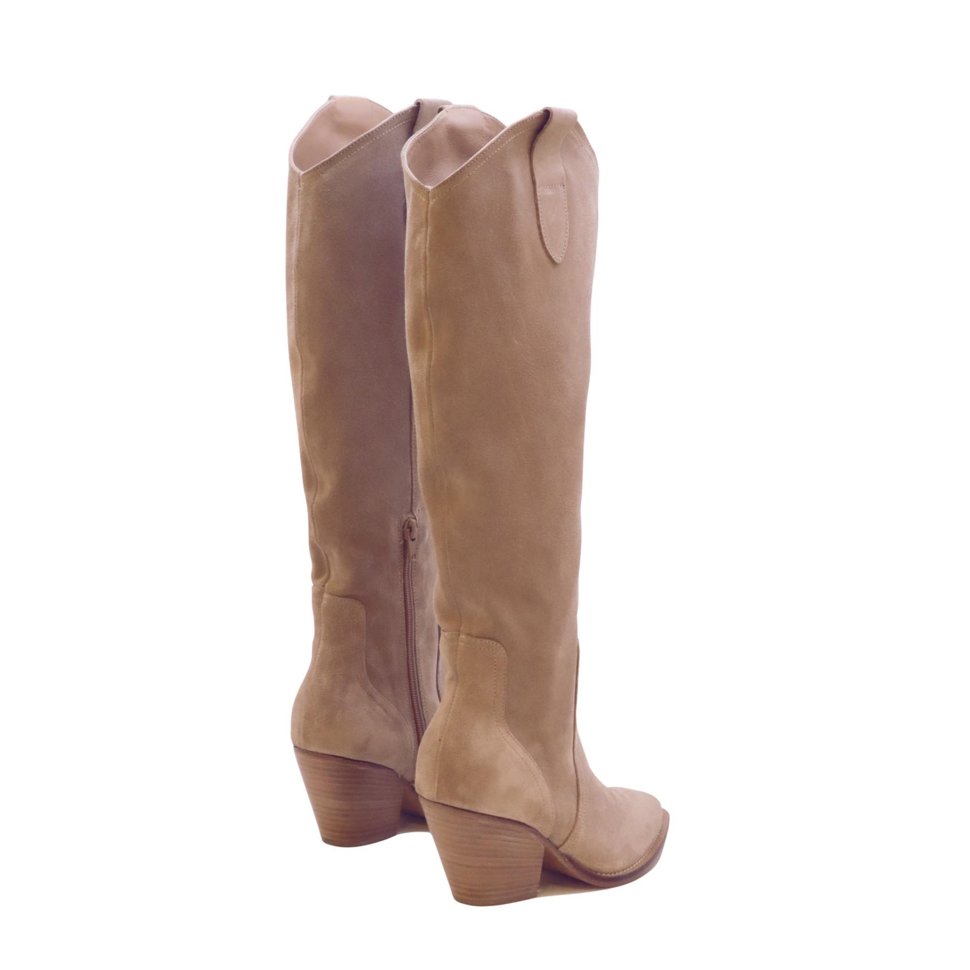 Curiosité TX9 stivale texano donna in camoscio beige 