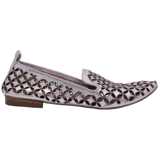 Mocassino donna Kudetà 314102 in pelle laminata argento 