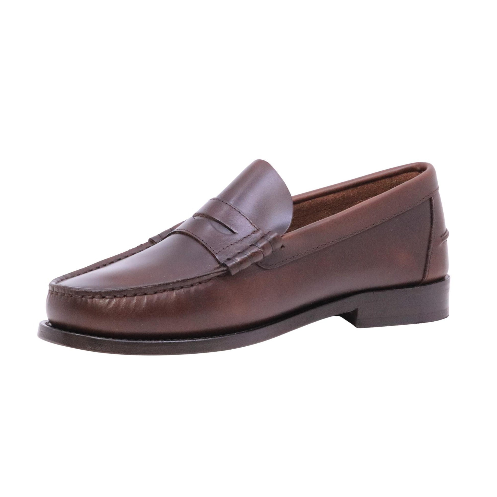 Saxone of Scotland Coll 23 G mocassino uomo in pelle marrone scuro fondo cuoio 