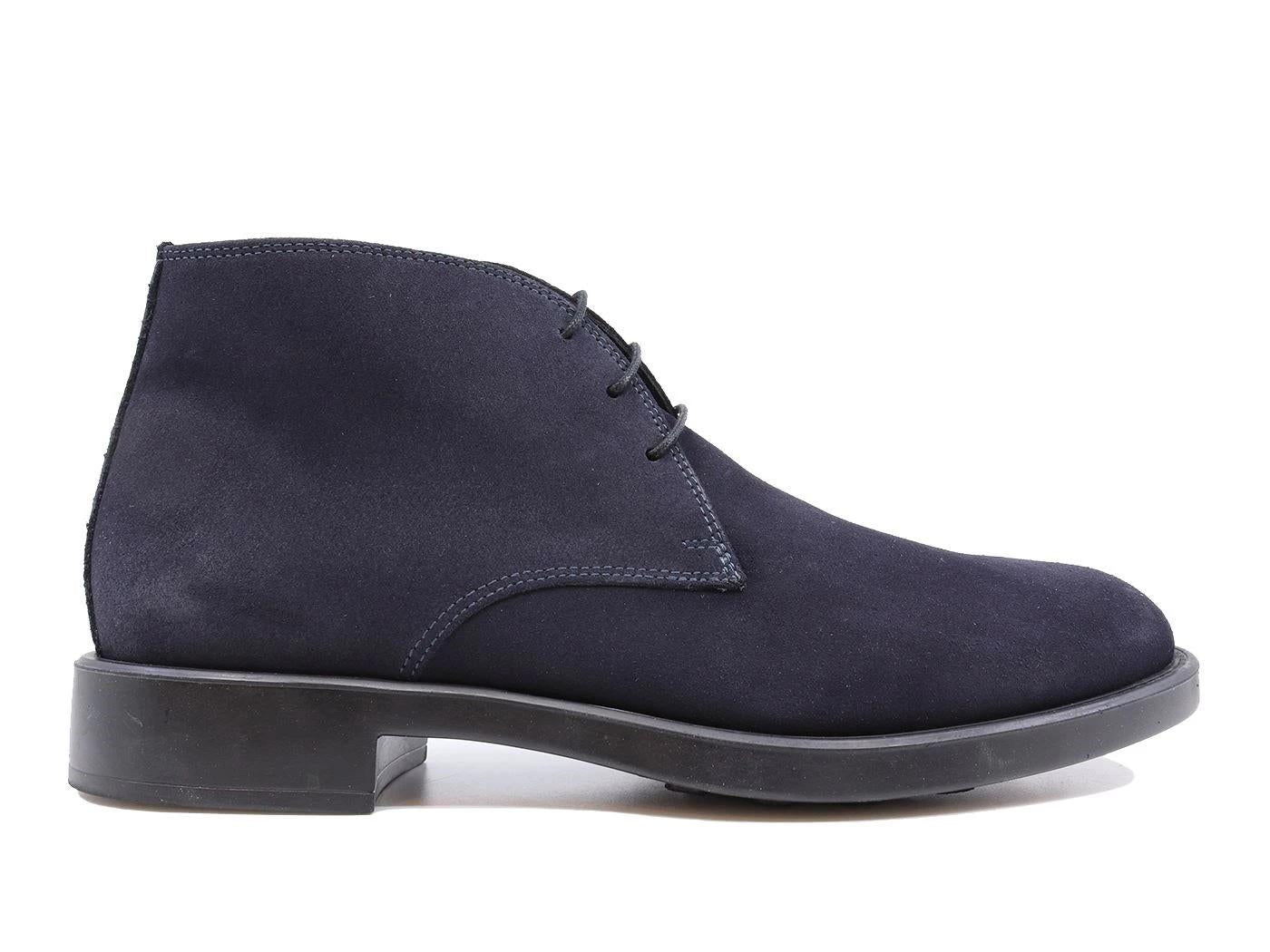 Polacchino Antica Cuoieria da uomo realizzato in pelle scamosciata di colore blu 