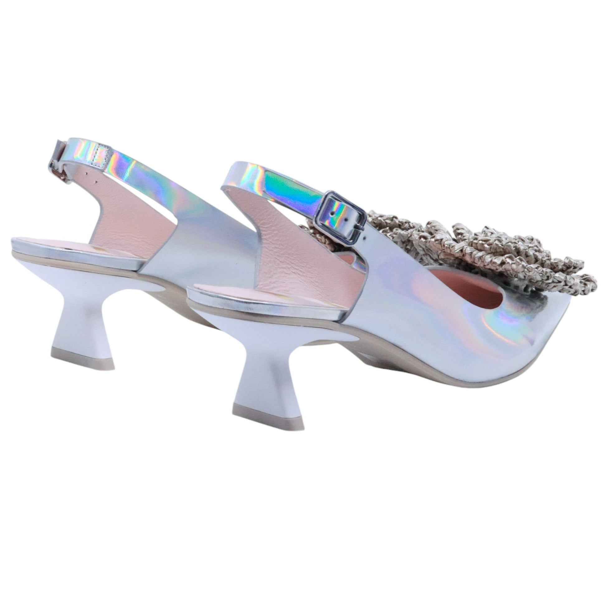 Ras 8046 slingback donna in pelle argento 