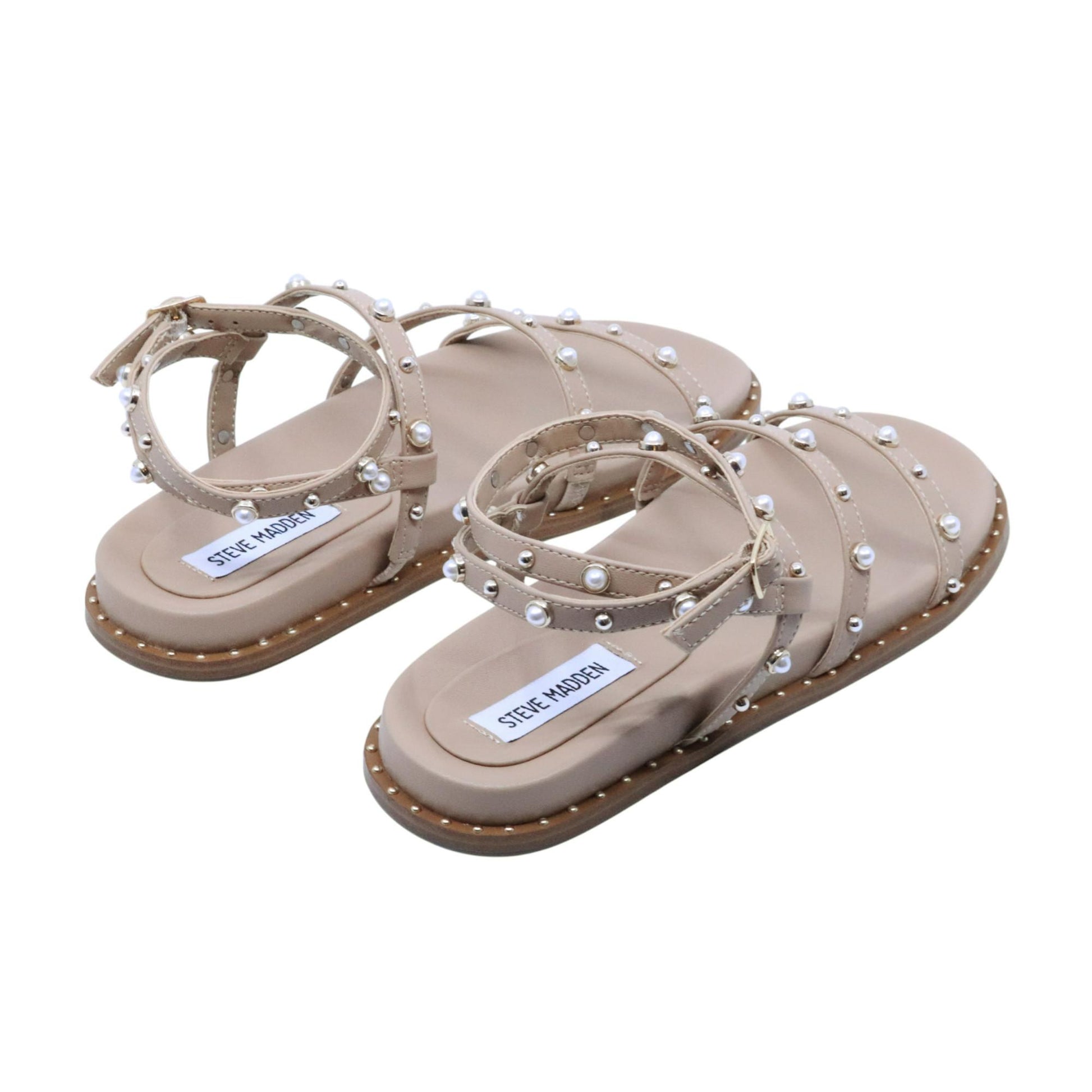 Steve Madden Stormie sandalo donna in similpelle tan con borchie 