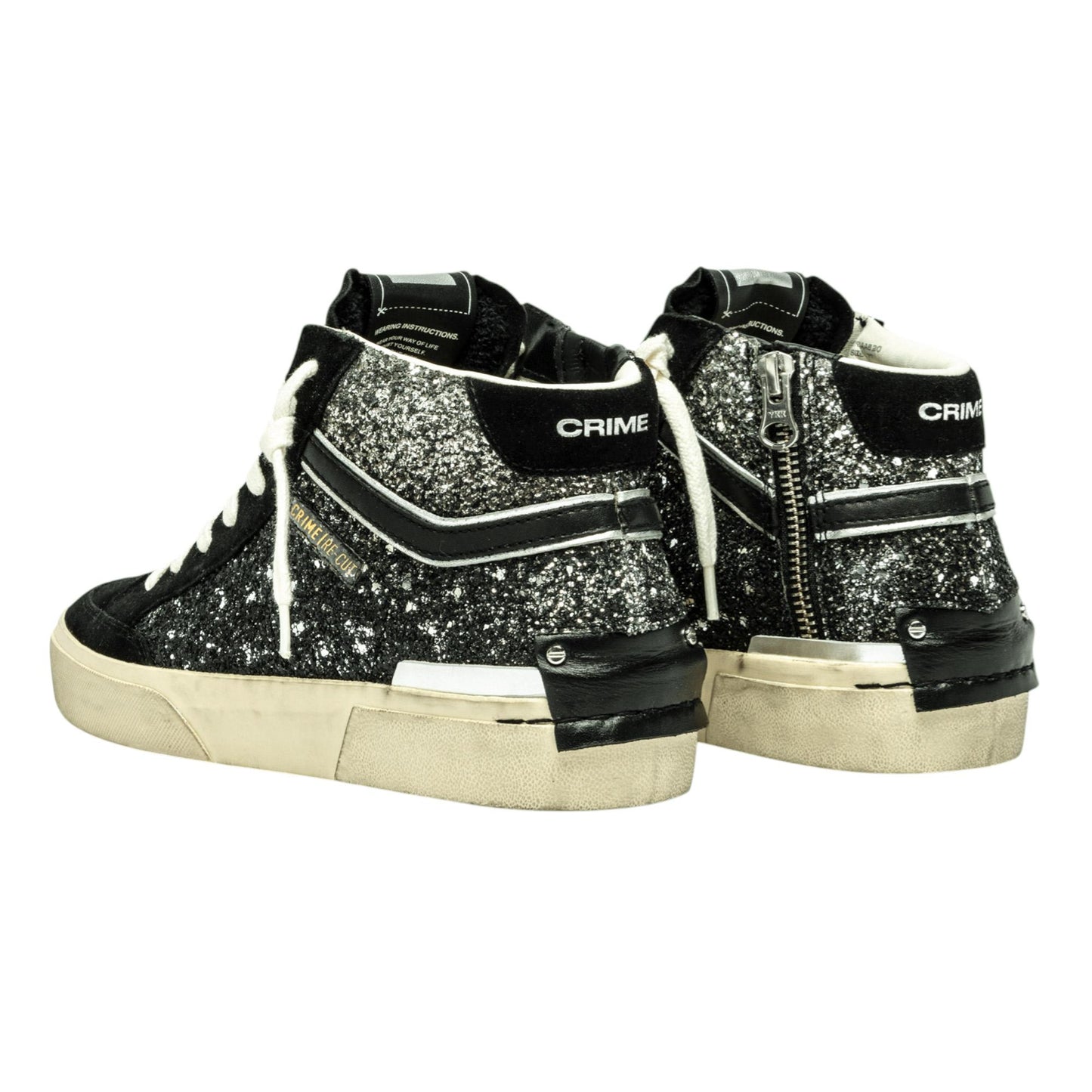 Crime London 25174 Recut High sneakers donna in pelle nera 