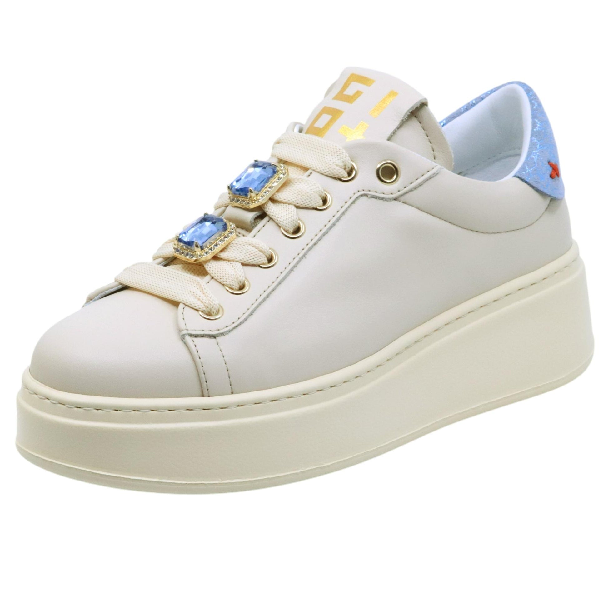 Sneaker donna Gio+ PIA312A in pelle beige 