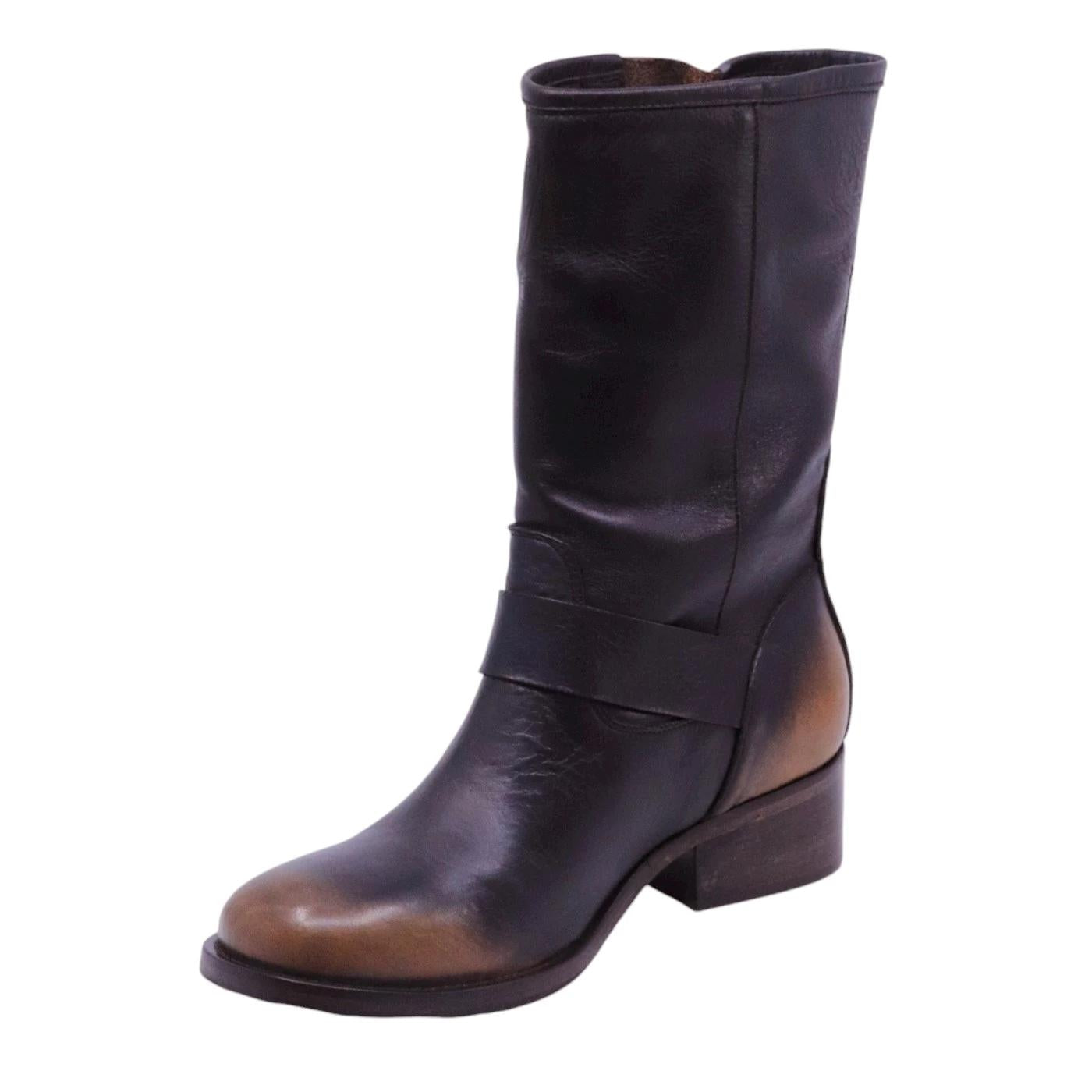 Stivale Biker donna Curiositè 2320 in pelle marrone 