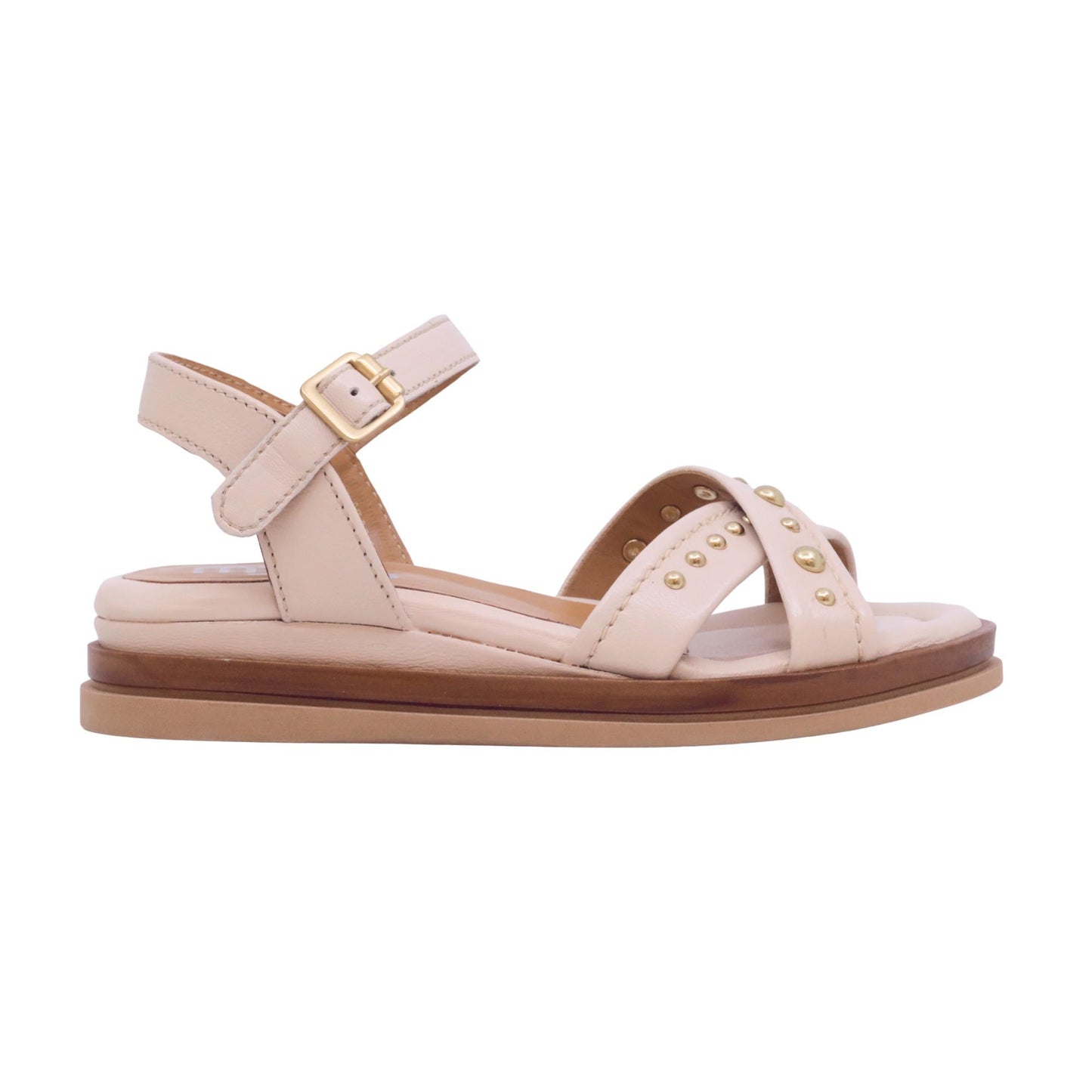 Mjus N14002 sandalo donna in pelle beige con zeppa casual comfort 