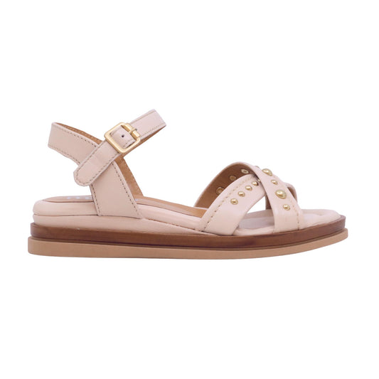 Mjus N14002 sandalo donna in pelle beige con zeppa casual comfort 