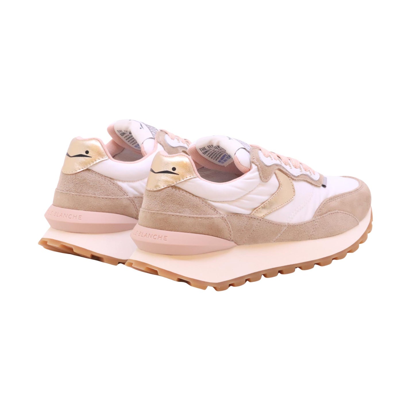 Voile Blanche Qwark Hype Woman sneaker donna in camoscio e tessuto tecnico bianco beige 