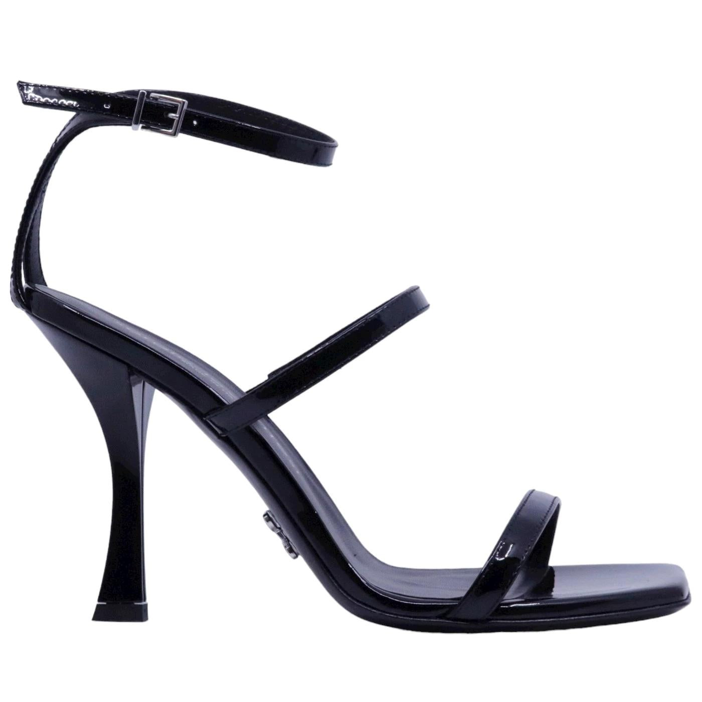 Sandalo con tacco Sergio Levantesi Telen4 in pelle vernice nera 