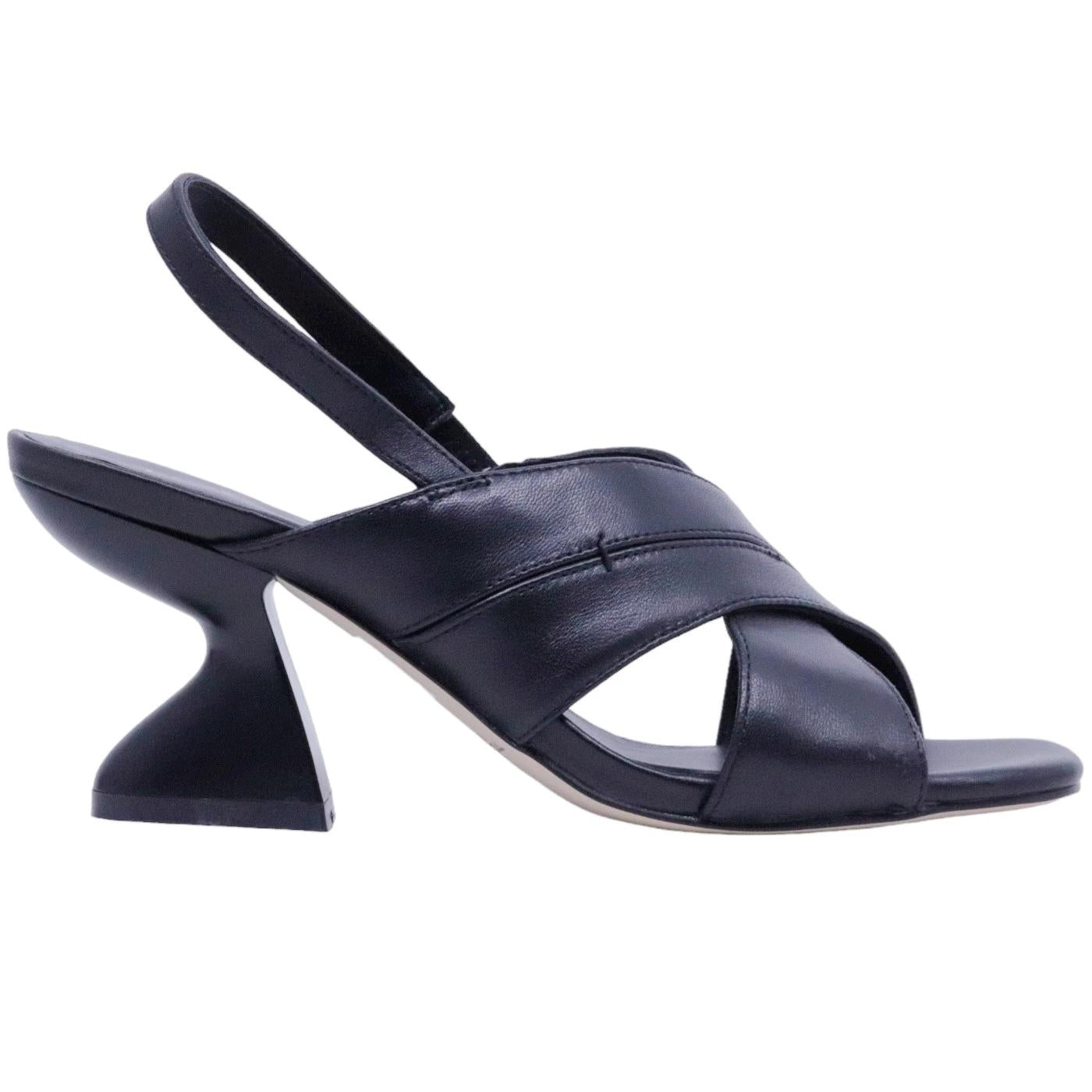 Sandalo con tacco Tosca Blu Ilaria in pelle nera 