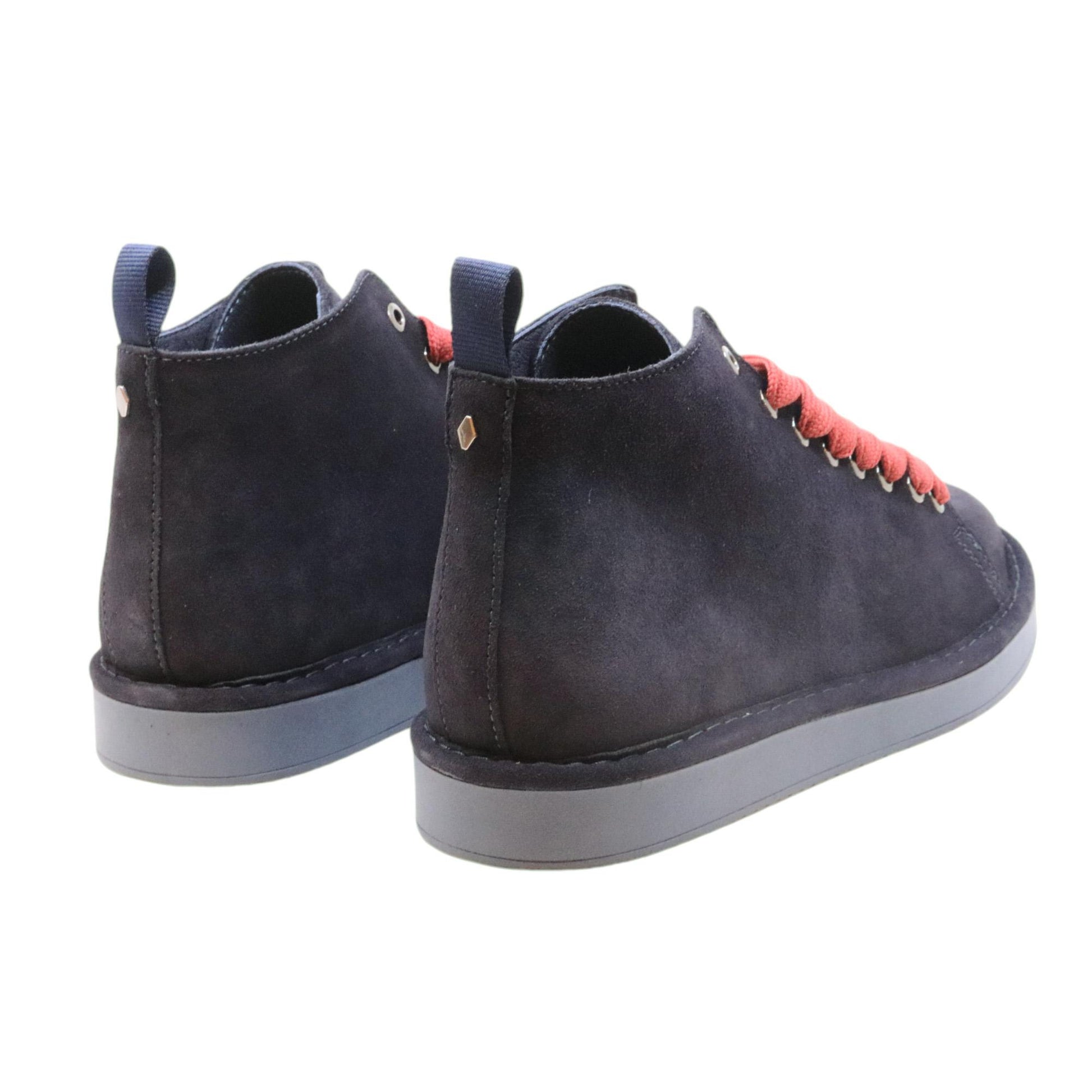 Polacchino sneaker uomo Panchic P01 in camoscio blu con lacci rossi 
