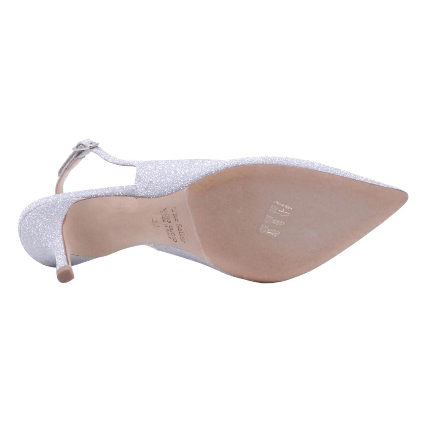 Slingback The Seller da donna realizzato in pelle  pelle argento glitterata 