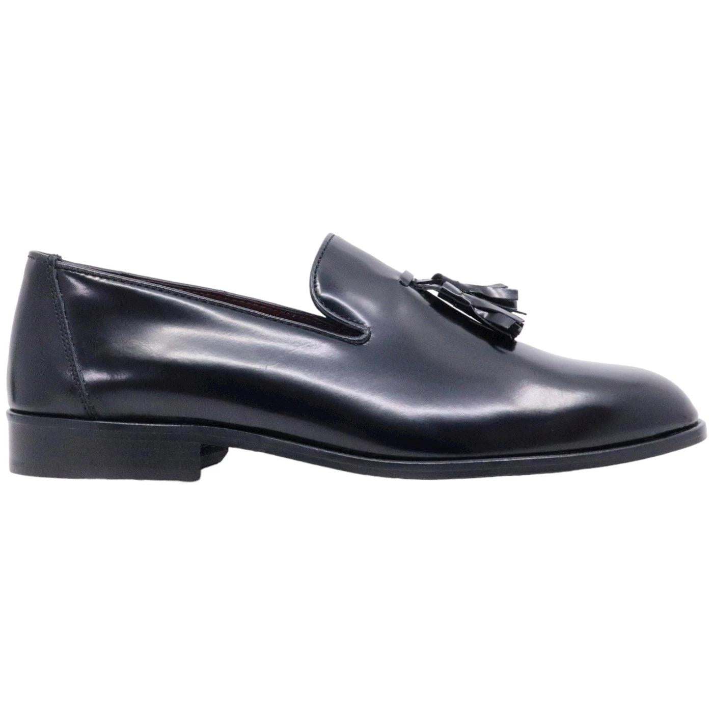 Mocassino Antica Cuoieria da uomo in pelle nera spazzolata 