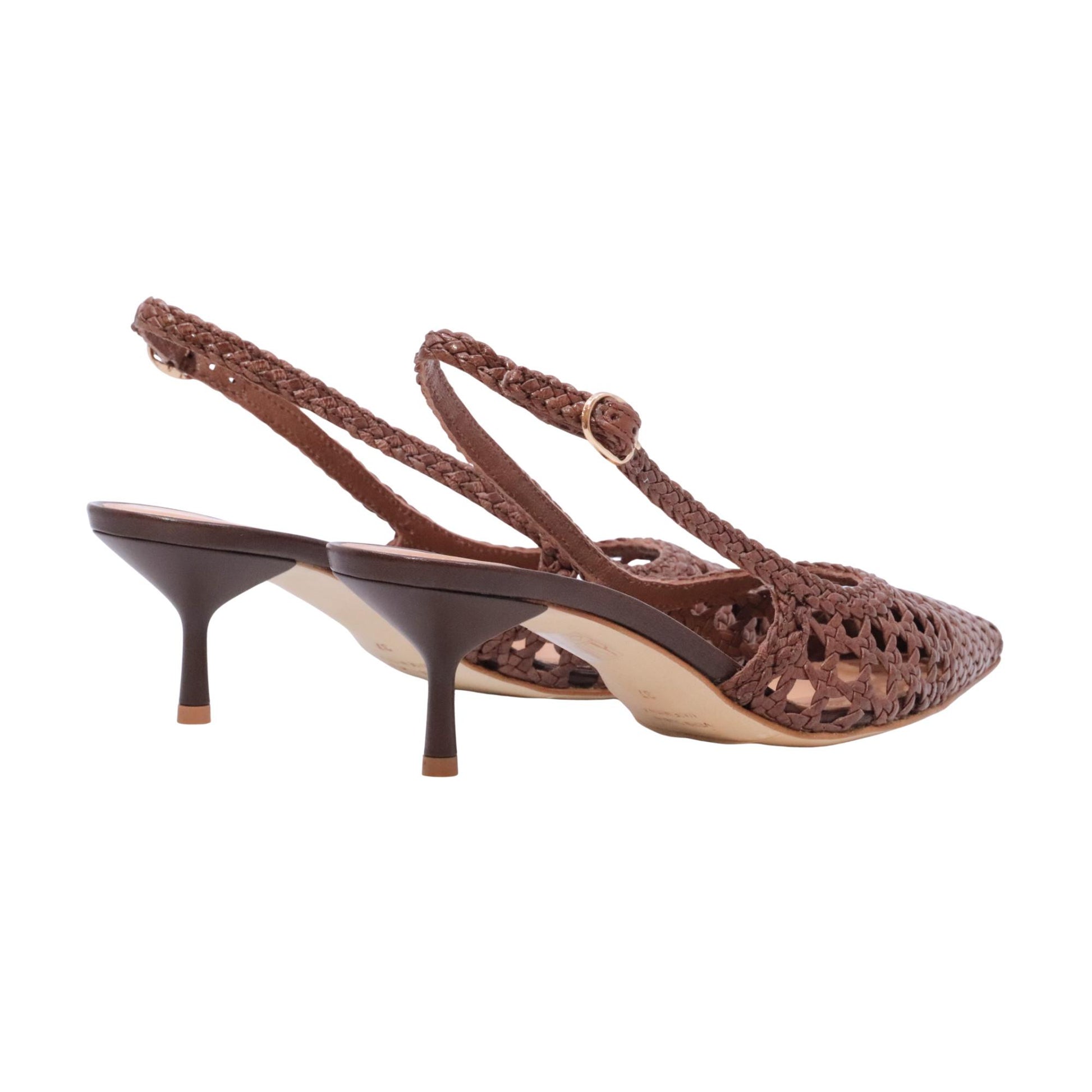 The Seller SE3028 slingback donna in pelle intrecciata cuoio 