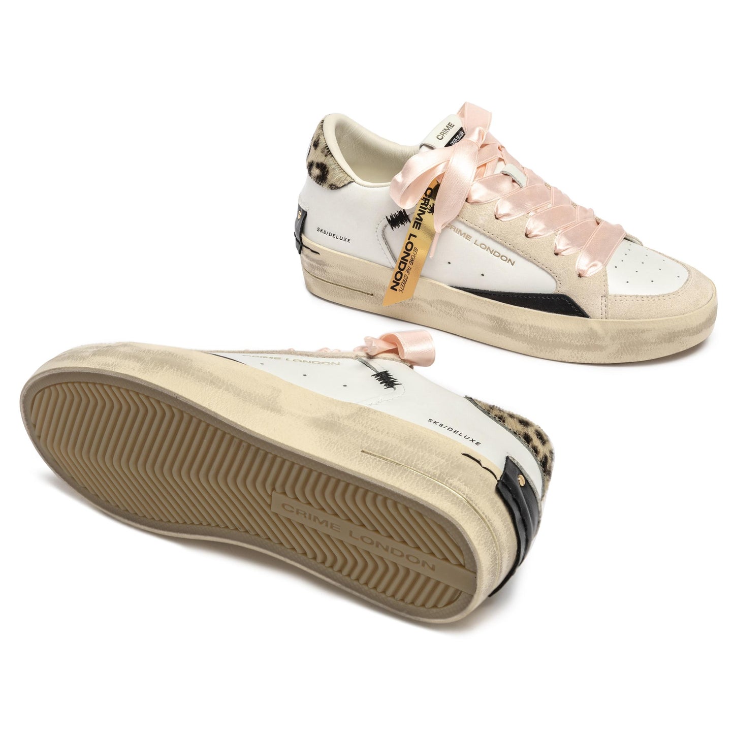 Crime London 25191 SK8 Deluxe Wed sneaker donna in pelle bianca 