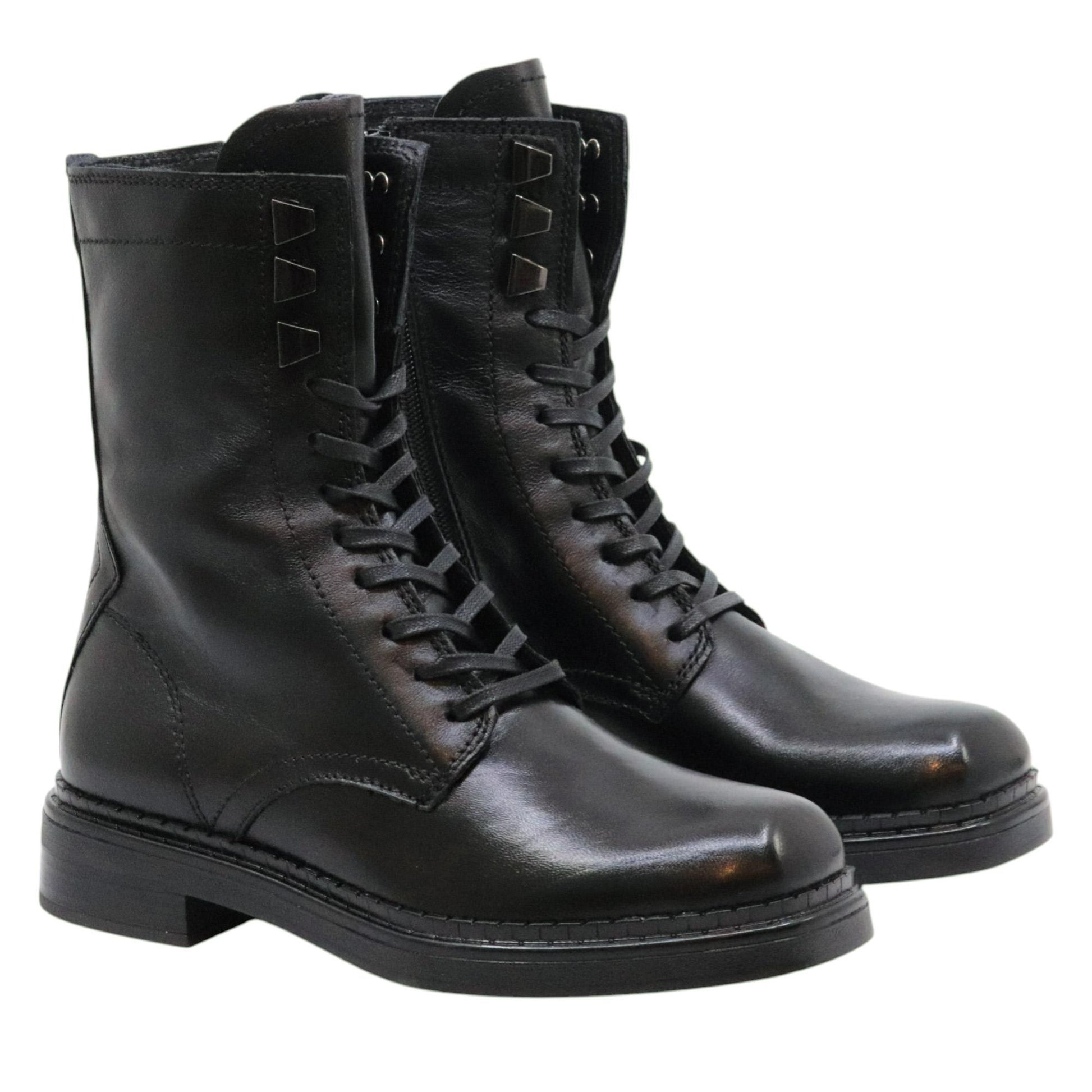 Mjus L93202 anfibio donna in pelle nera con punta quadrata 