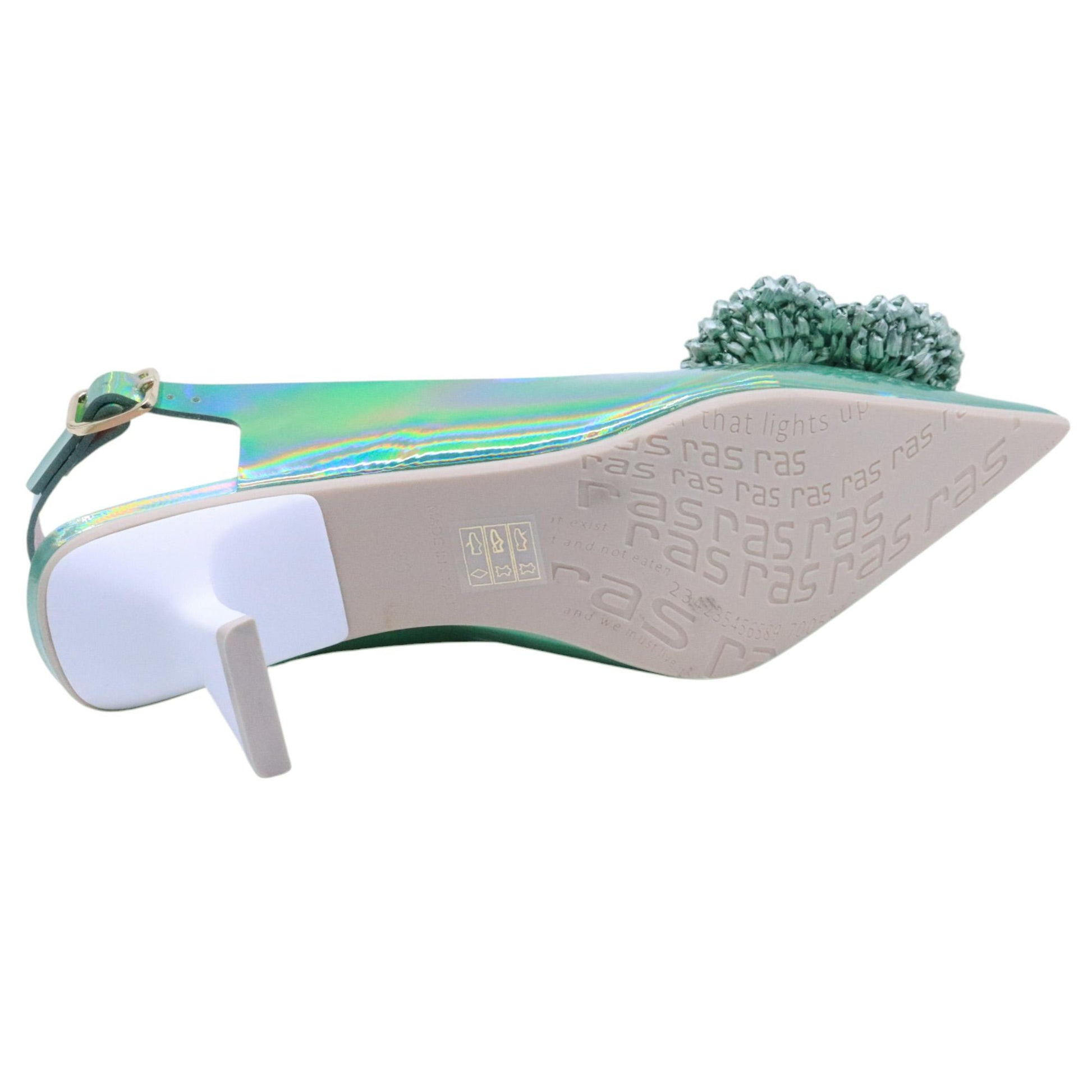 Ras 8046 slingback donna in pelle verde iridescente 