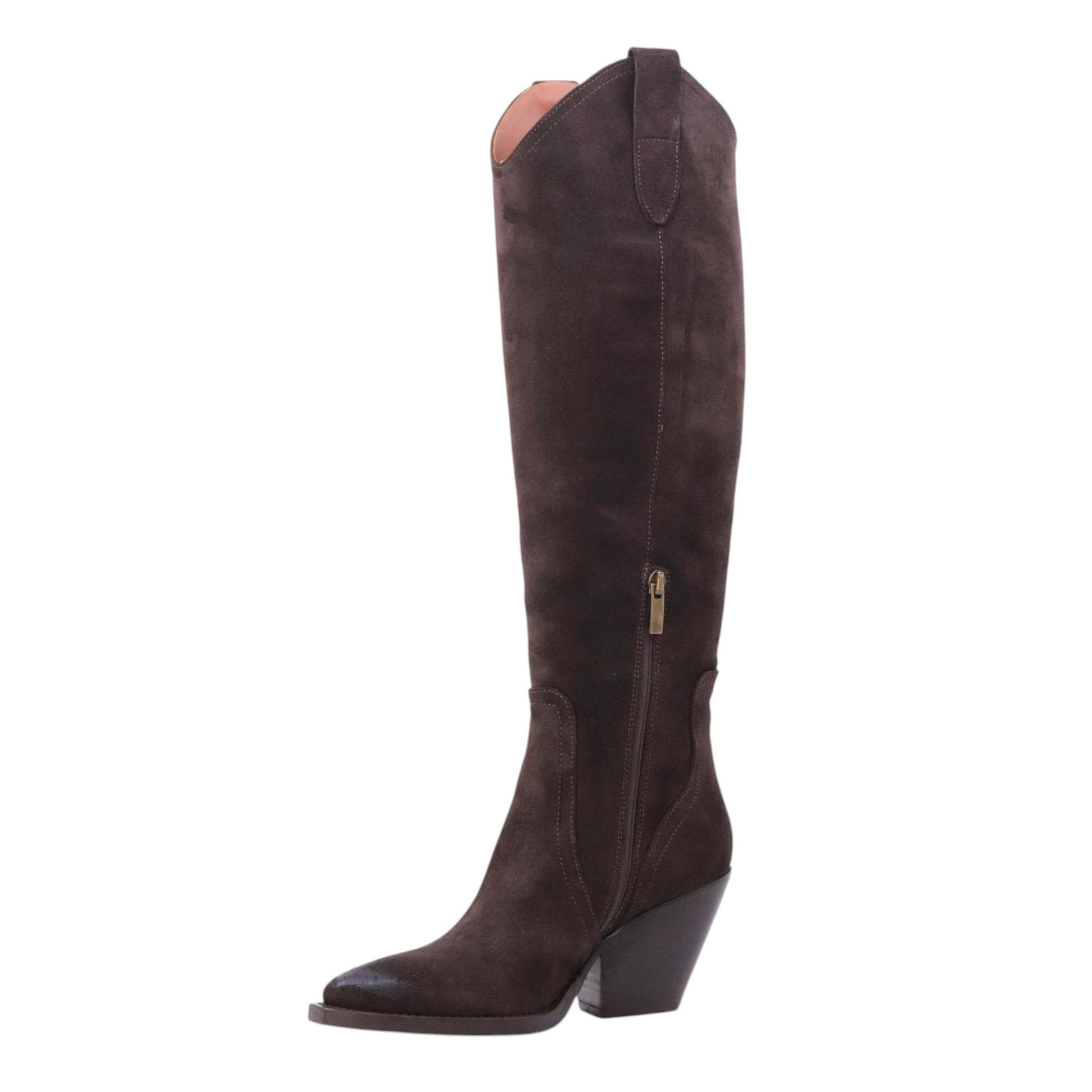 Curiositè TX9 stivale texano donna in camoscio marrone 