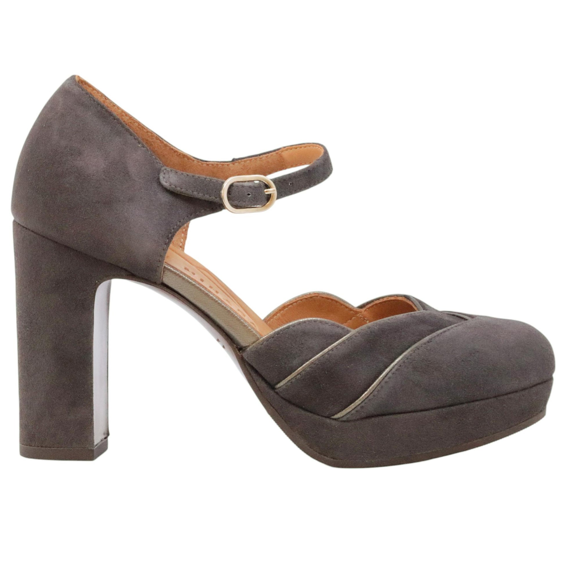 Decolletè Chie Mihara Carini in camoscio taupe e grigio 