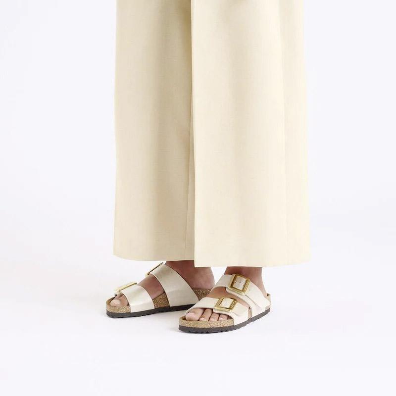 Birkenstock Sydney Graceful Pearl White sandalo doppia fibbia color bianco perlato 