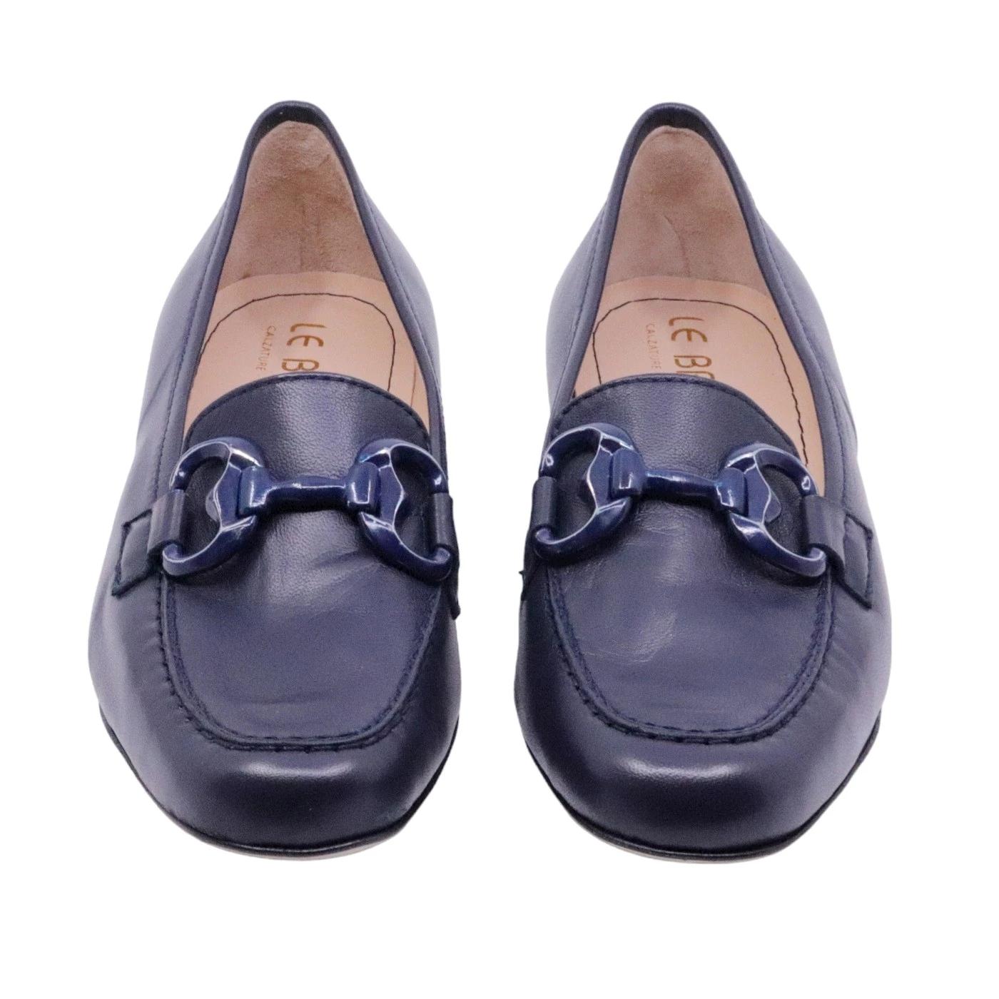 Mocassino donna Le Briella Z843 in pelle blu e morsetto 