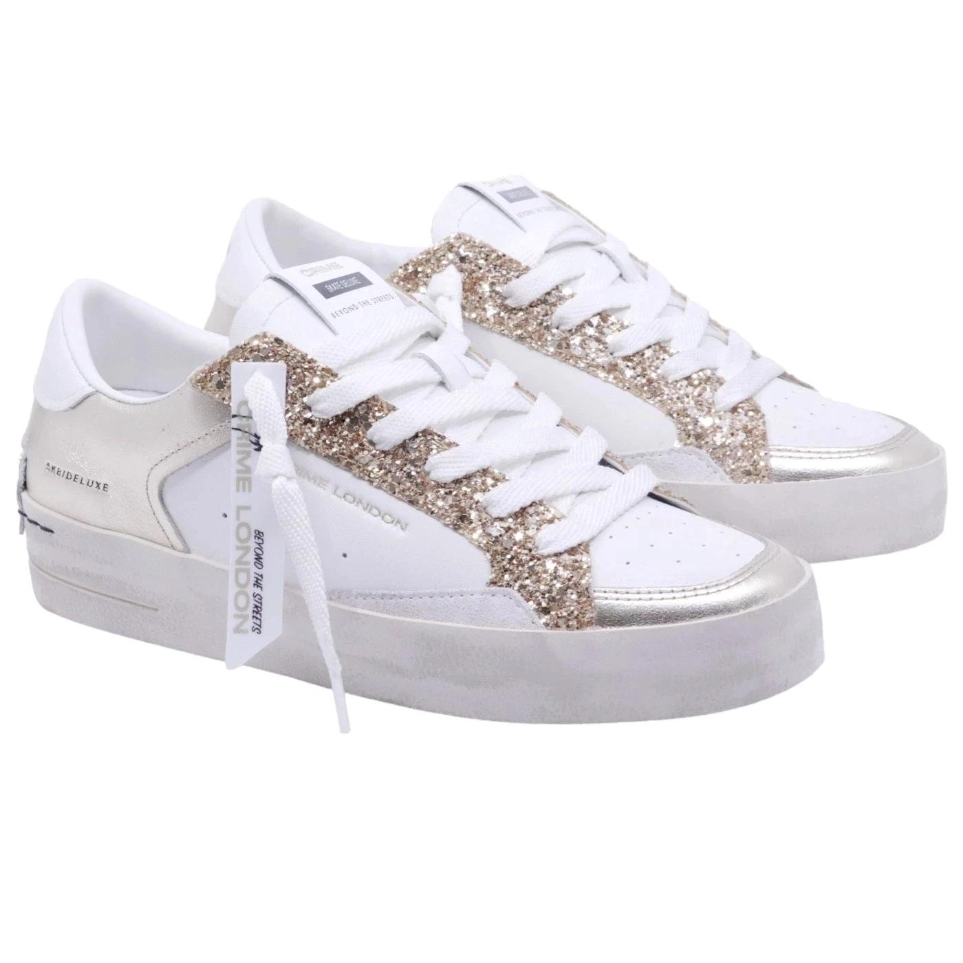 Sneaker donna Crime London Sk8 Deluxe 27107 in pelle bianca 