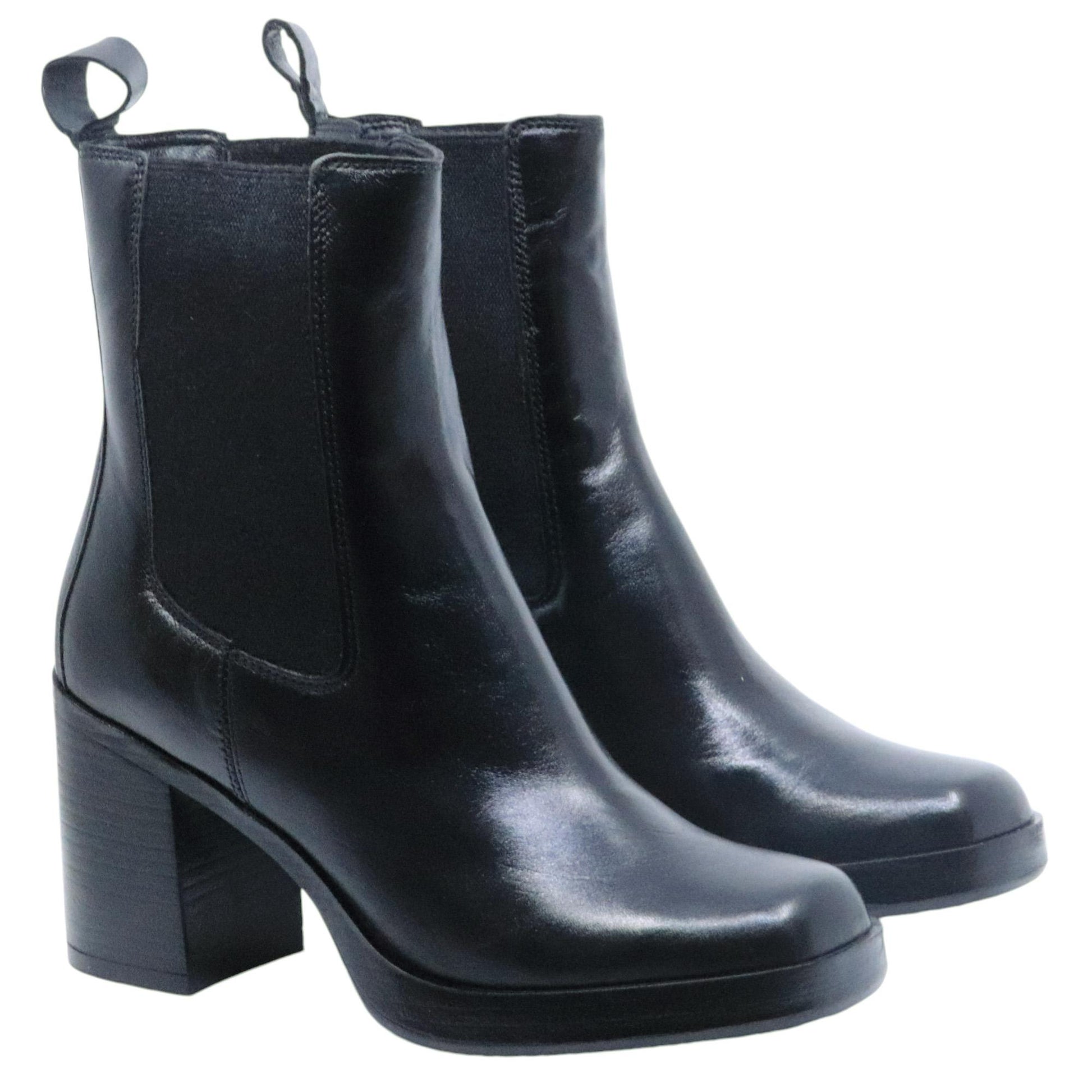 Chelsea con tacco Mjus P96225 da donna in pelle nera 