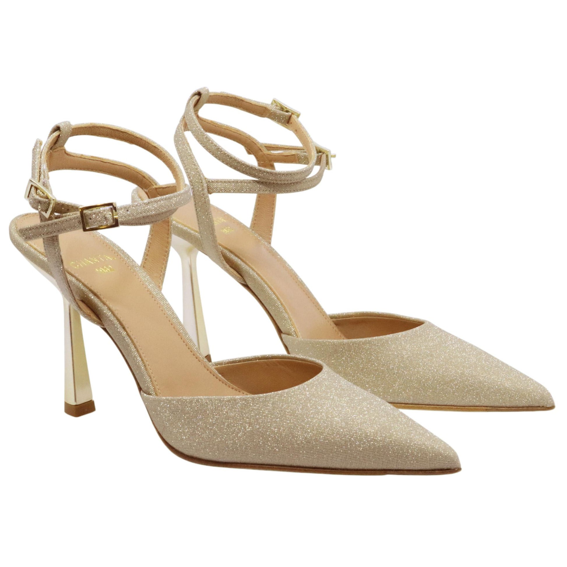 Slingback donna Chantal 1967 in pelle platino luminosa 