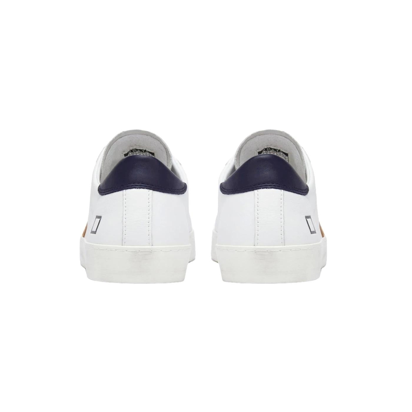 DATE Hill Low Calf White Blue HL-CA-WL sneaker uomo in pelle bianca 