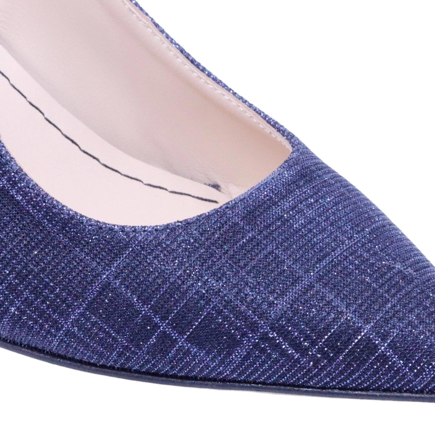 Slingback donna Le Briella Z827 in elegante pelle e tessuto di color blu 