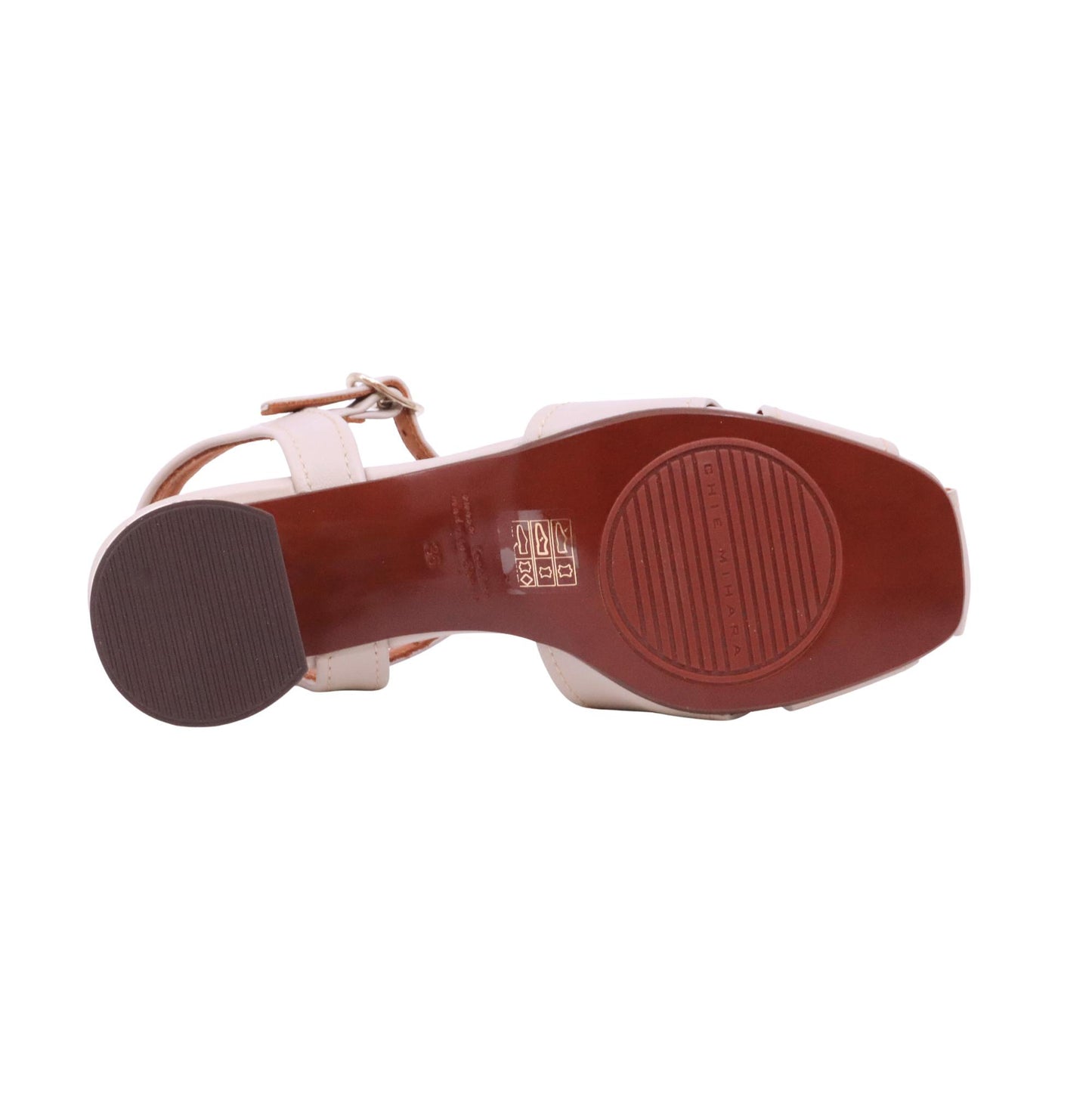 Chie Mihara Roley sandalo donna in pelle grigio cenere con tacco grafico 