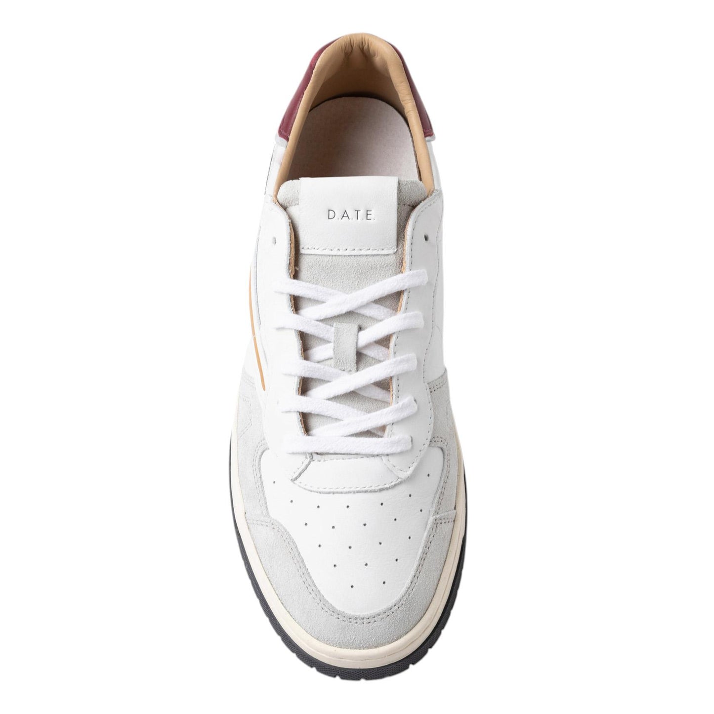 D.A.T.E. Torneo Pure Vintage Calf sneaker uomo pelle bianco-bordeaux 